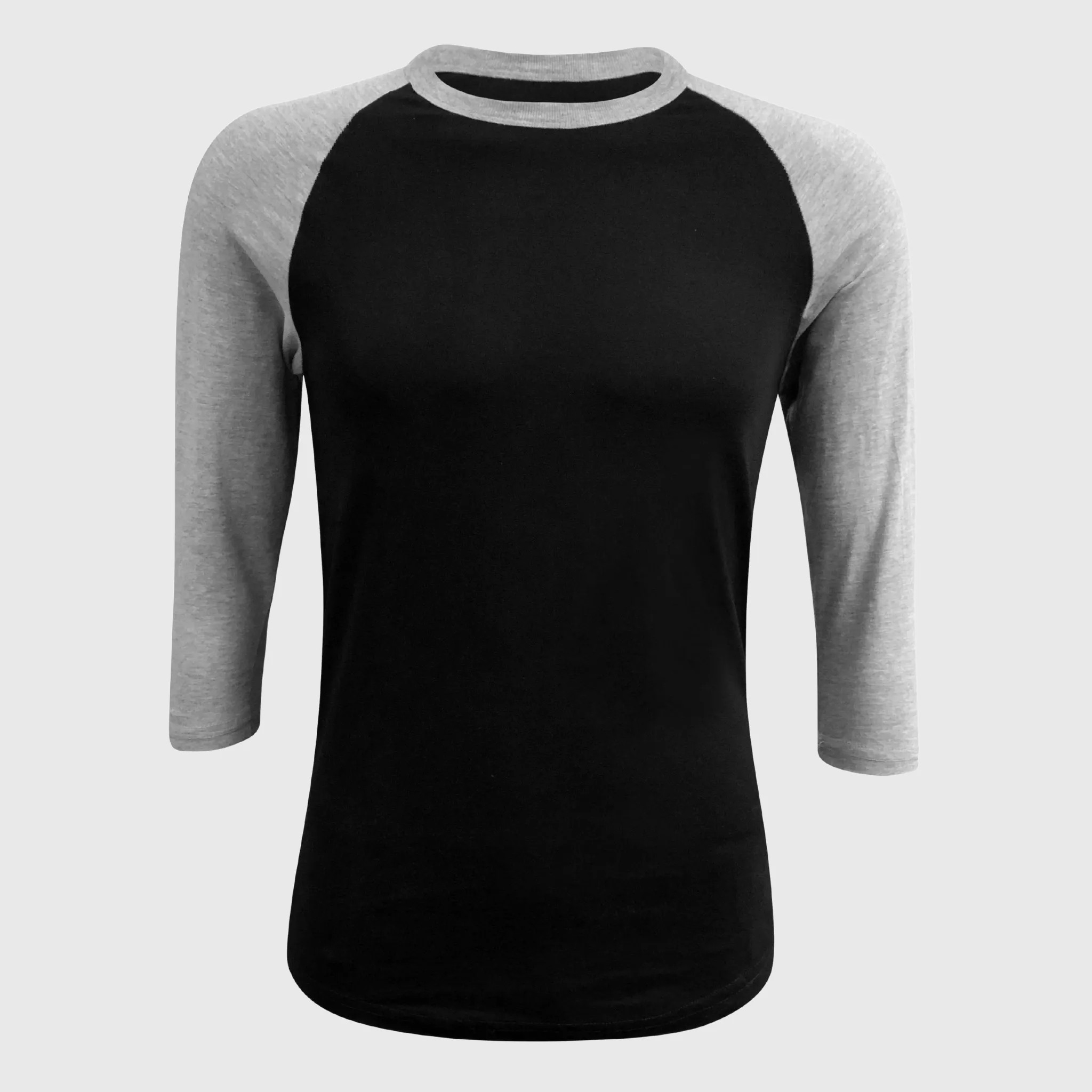 Adult Plain Raglan 3/4 T-Shirt - Black Body