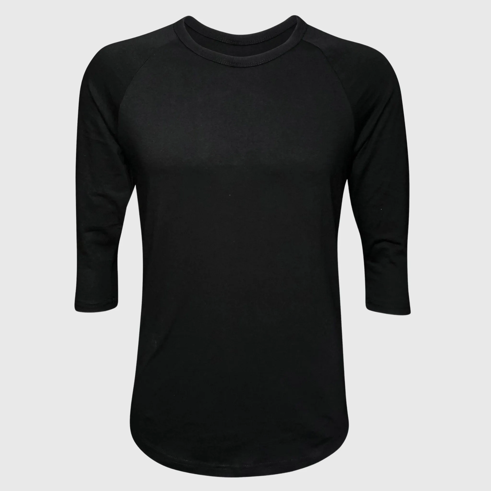 Adult Plain Raglan 3/4 T-Shirt - Black Body