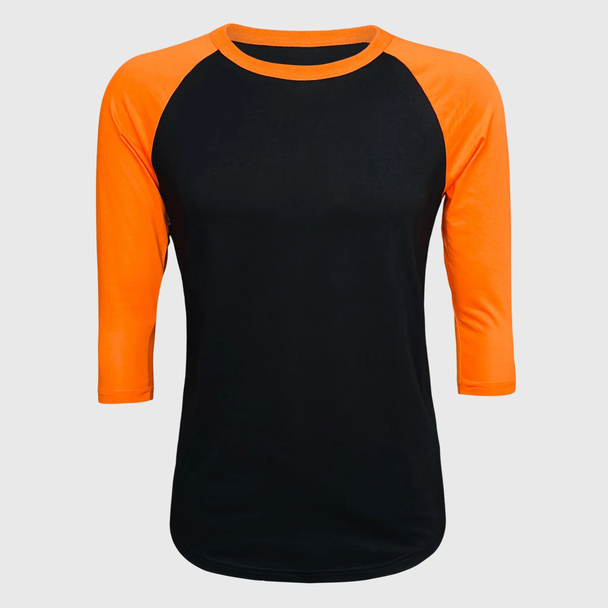 Adult Plain Raglan 3/4 T-Shirt - Black Body