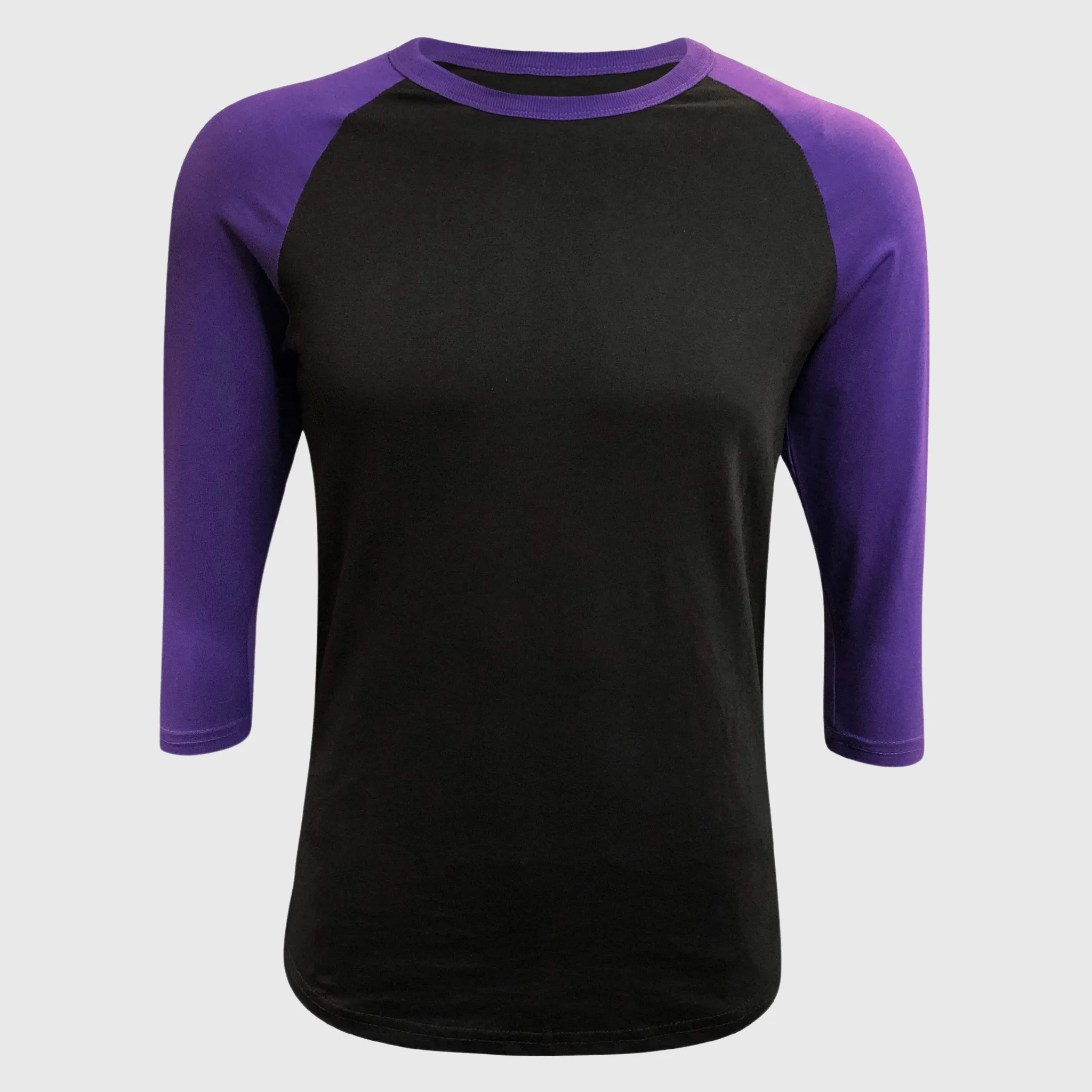 Adult Plain Raglan 3/4 T-Shirt - Black Body
