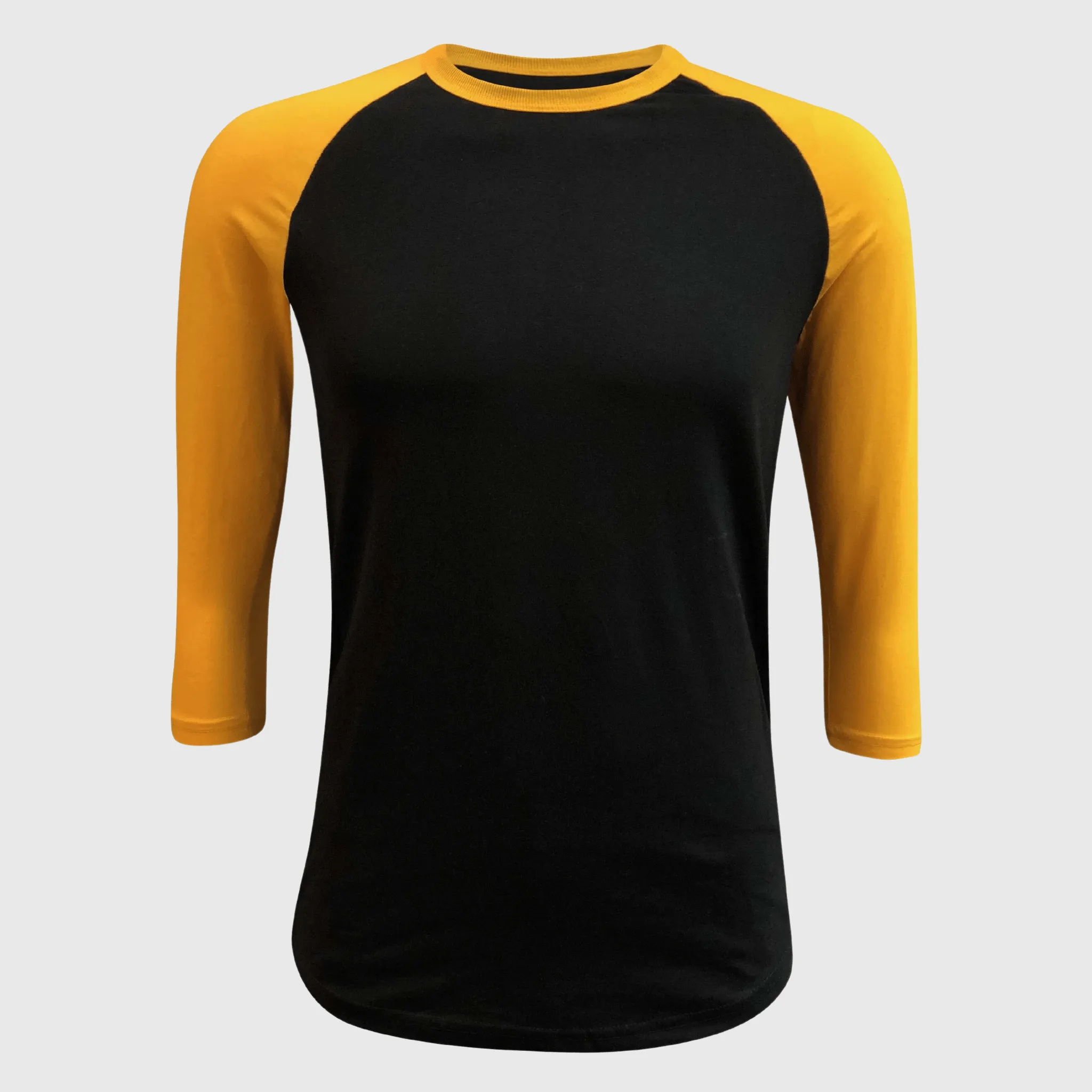 Adult Plain Raglan 3/4 T-Shirt - Black Body