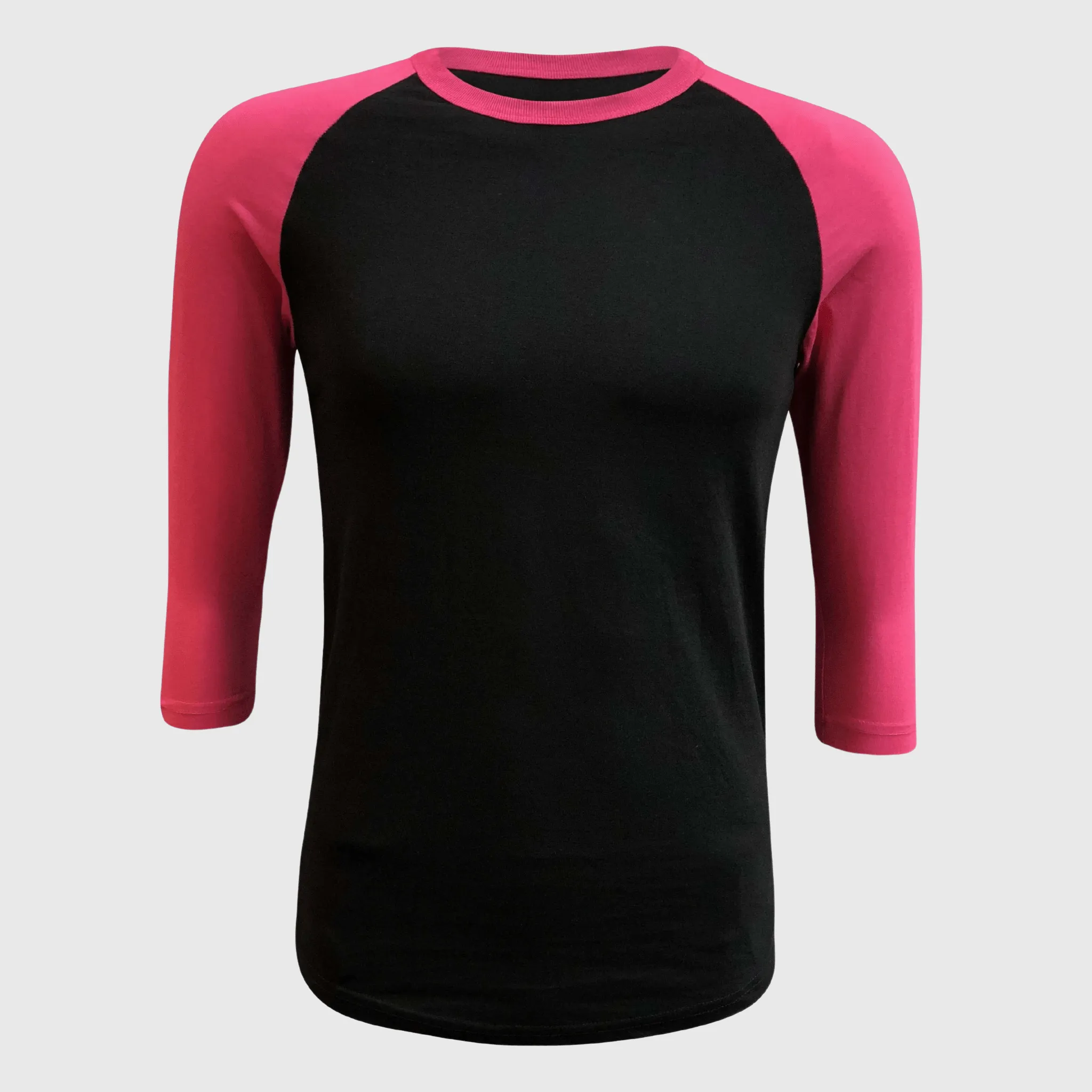 Adult Plain Raglan 3/4 T-Shirt - Black Body