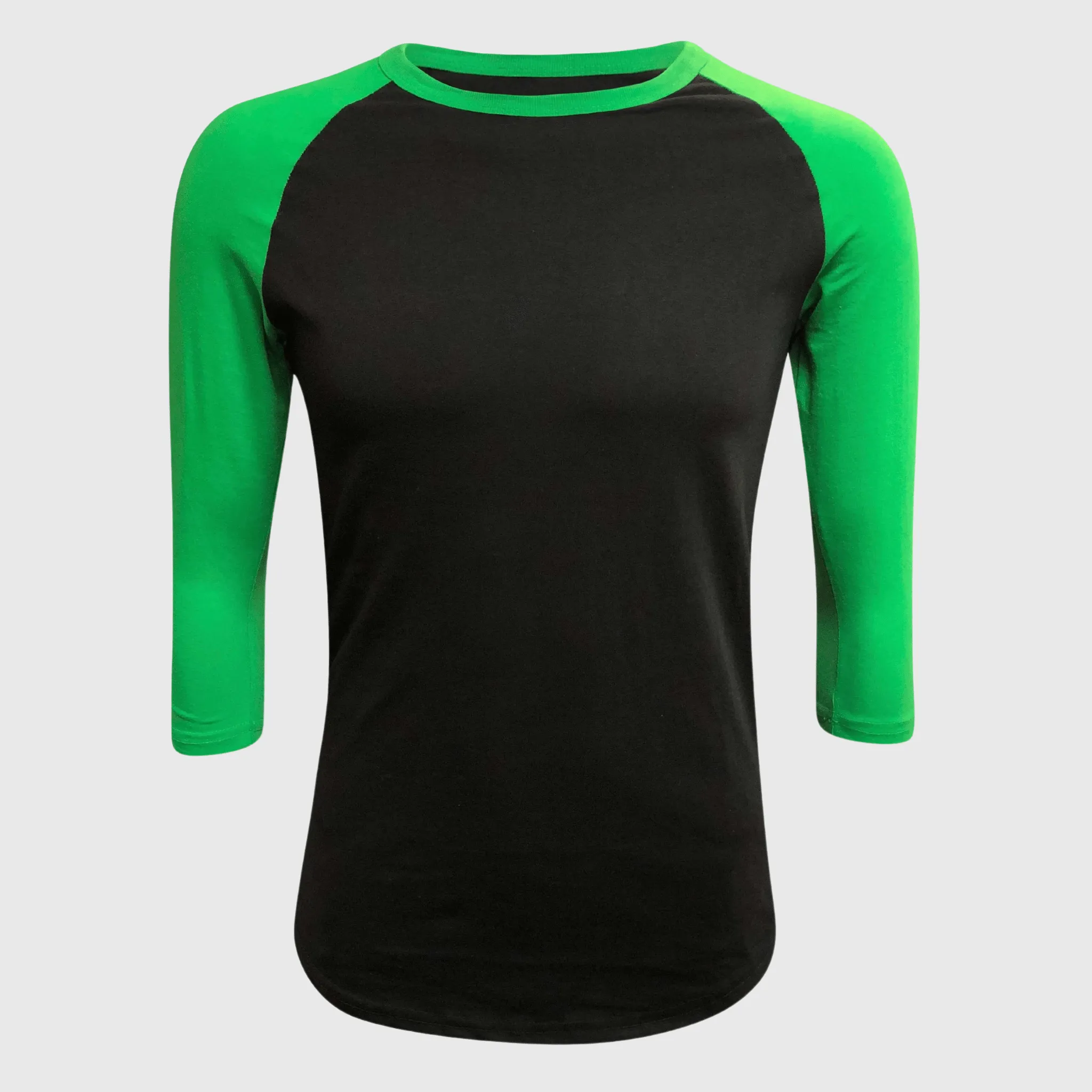 Adult Plain Raglan 3/4 T-Shirt - Black Body