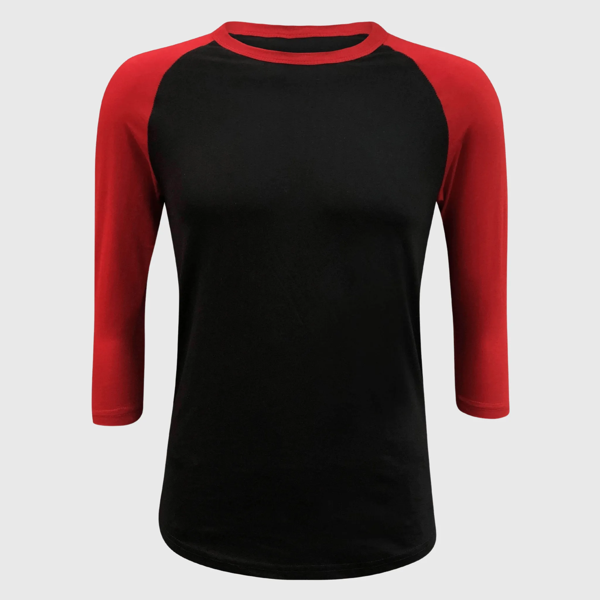 Adult Plain Raglan 3/4 T-Shirt - Black Body