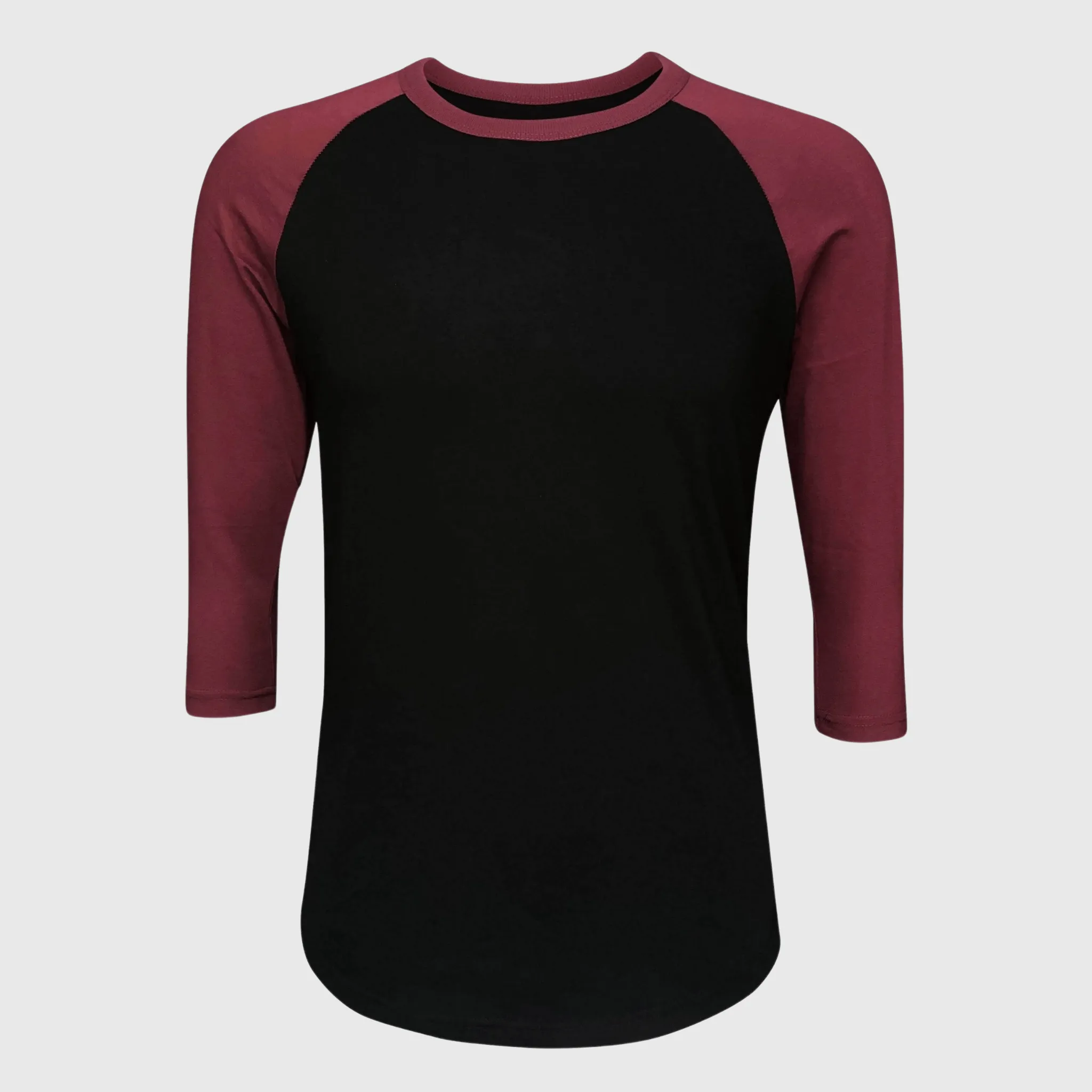 Adult Plain Raglan 3/4 T-Shirt - Black Body