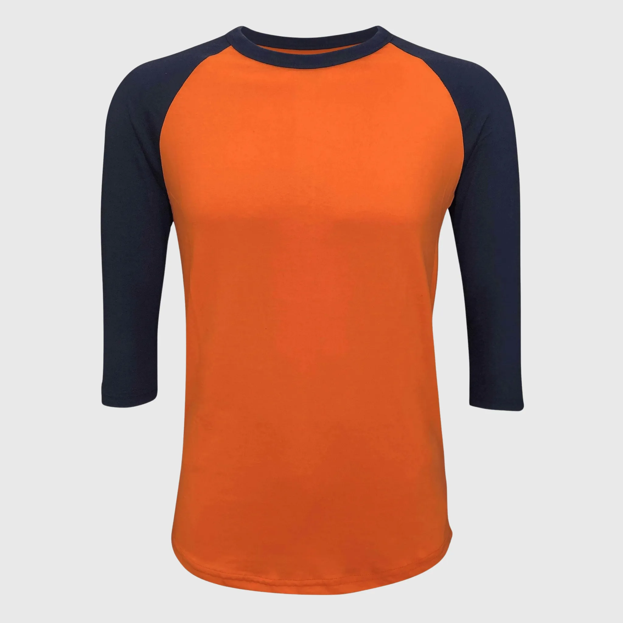 Adult Plain Raglan 3/4 T-Shirt - Orange Navy