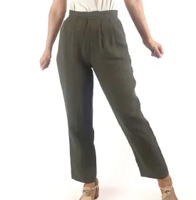 Aere dark green 100% linen pants size 8