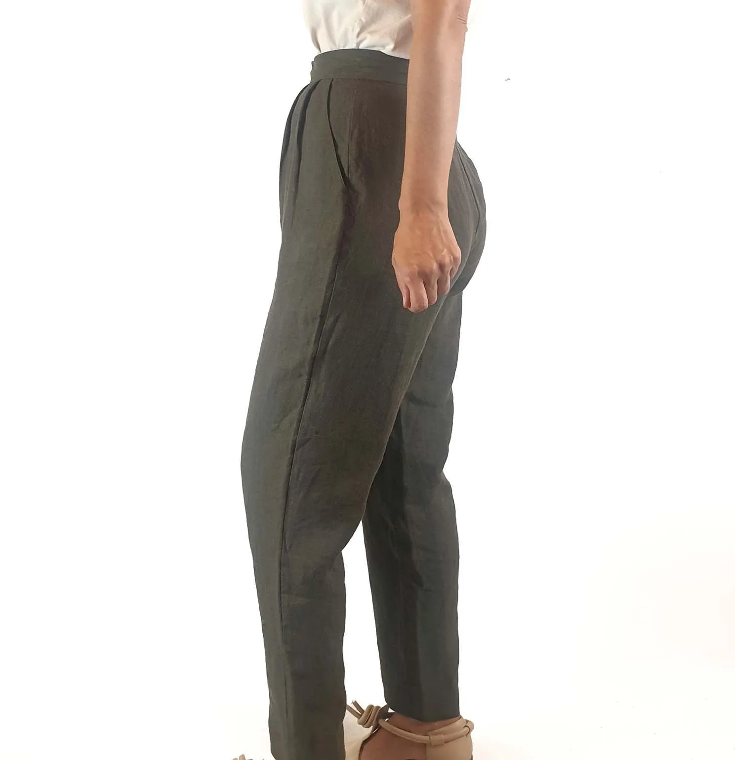 Aere dark green 100% linen pants size 8
