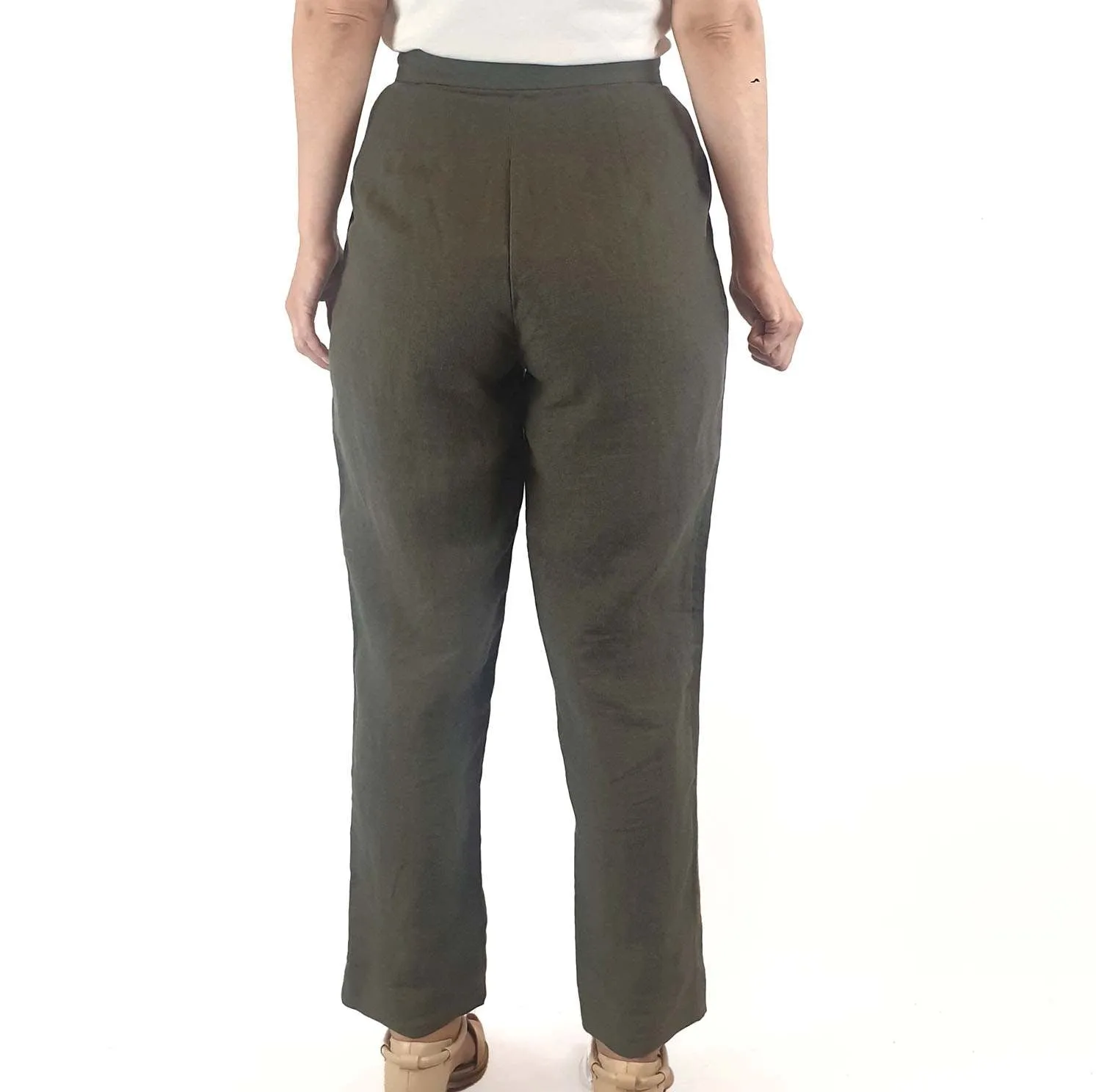 Aere dark green 100% linen pants size 8