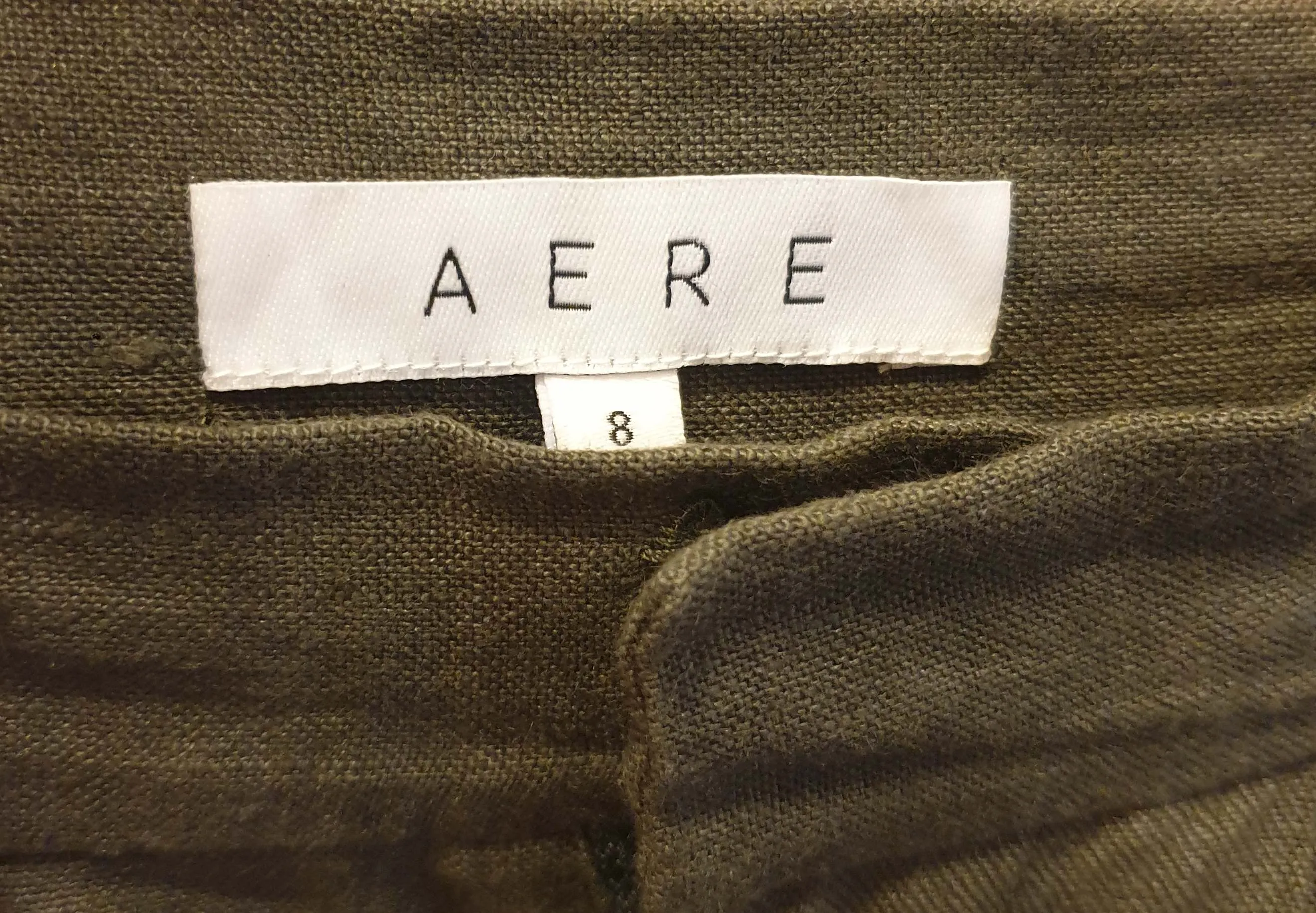 Aere dark green 100% linen pants size 8