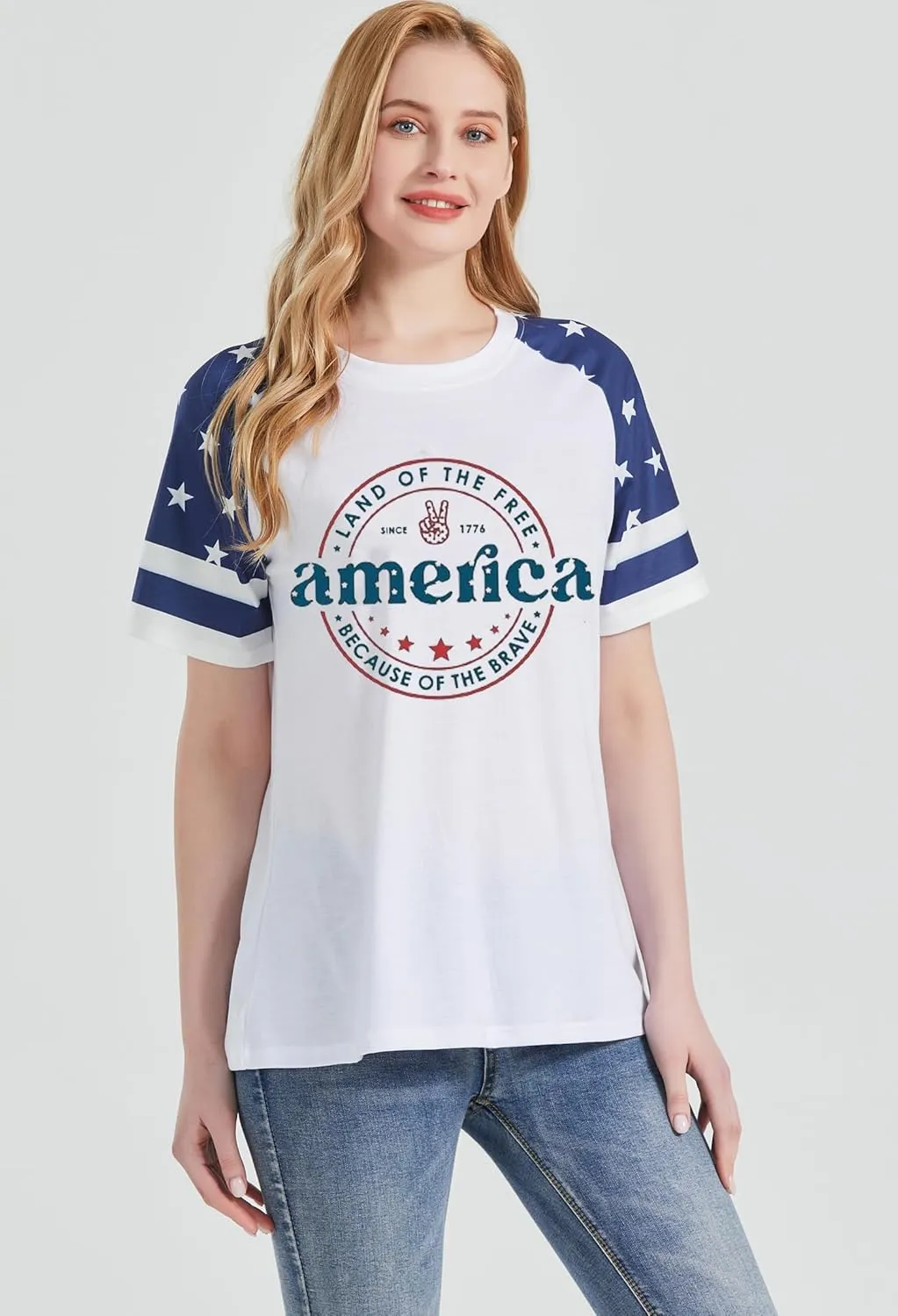 American Flag T Shirt Women 4th of July Shirts Raglan Short Sleeve Patriotic Tee Tops