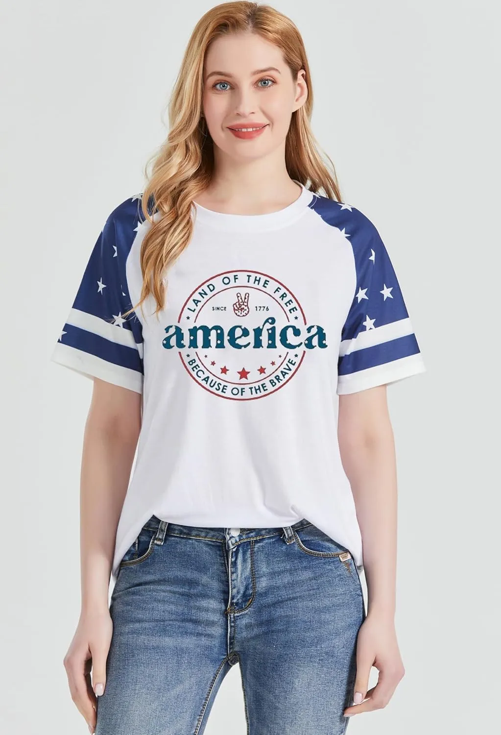 American Flag T Shirt Women 4th of July Shirts Raglan Short Sleeve Patriotic Tee Tops