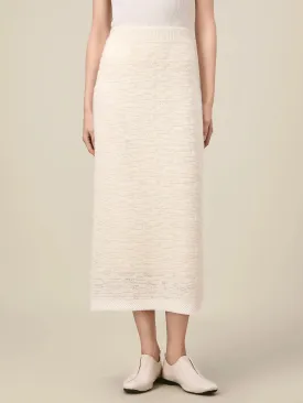 Amoretu Wool Elastic Waist Jacquard Knit Skirt