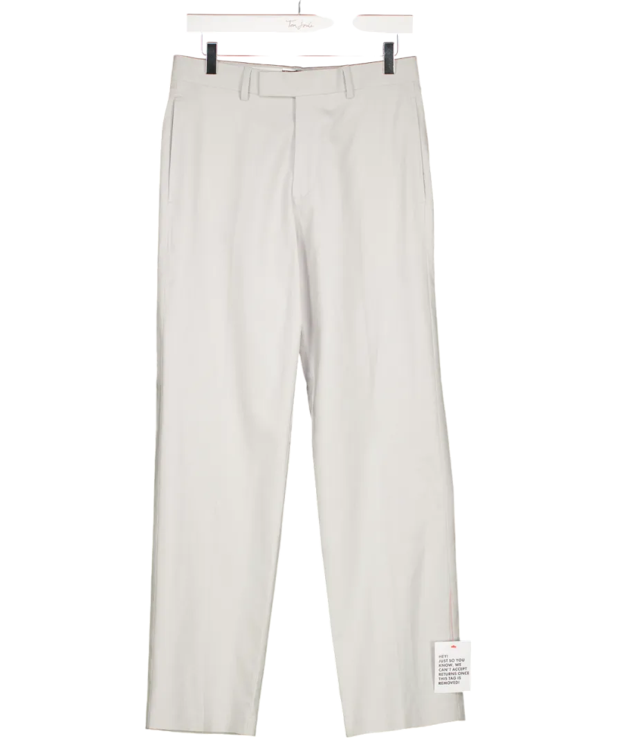 ASOS Grey Linen Blend Straight Leg Trousers W30