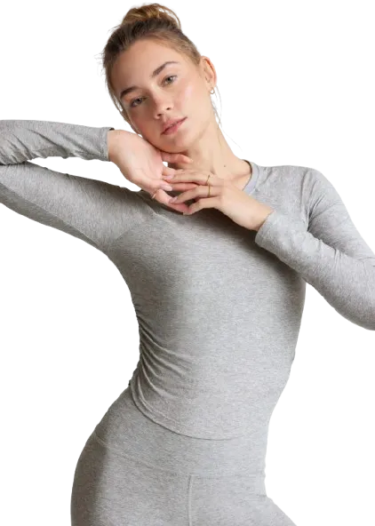 Beyond Yoga Featherweight Your Fit Long Sleeve Top - True Gray Heather
