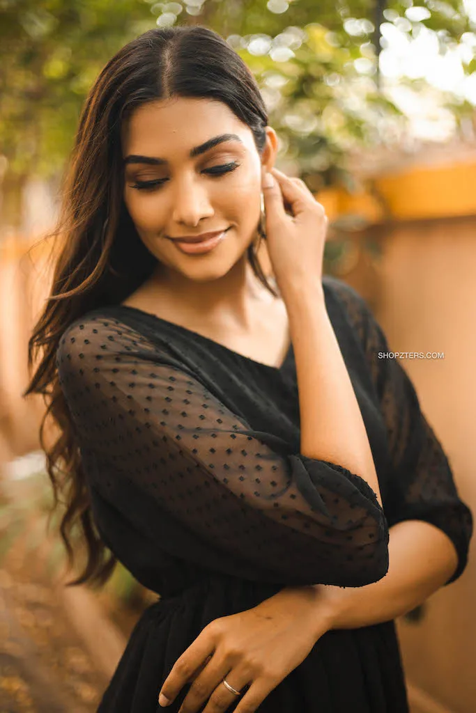 Black Georgette Midi Dress