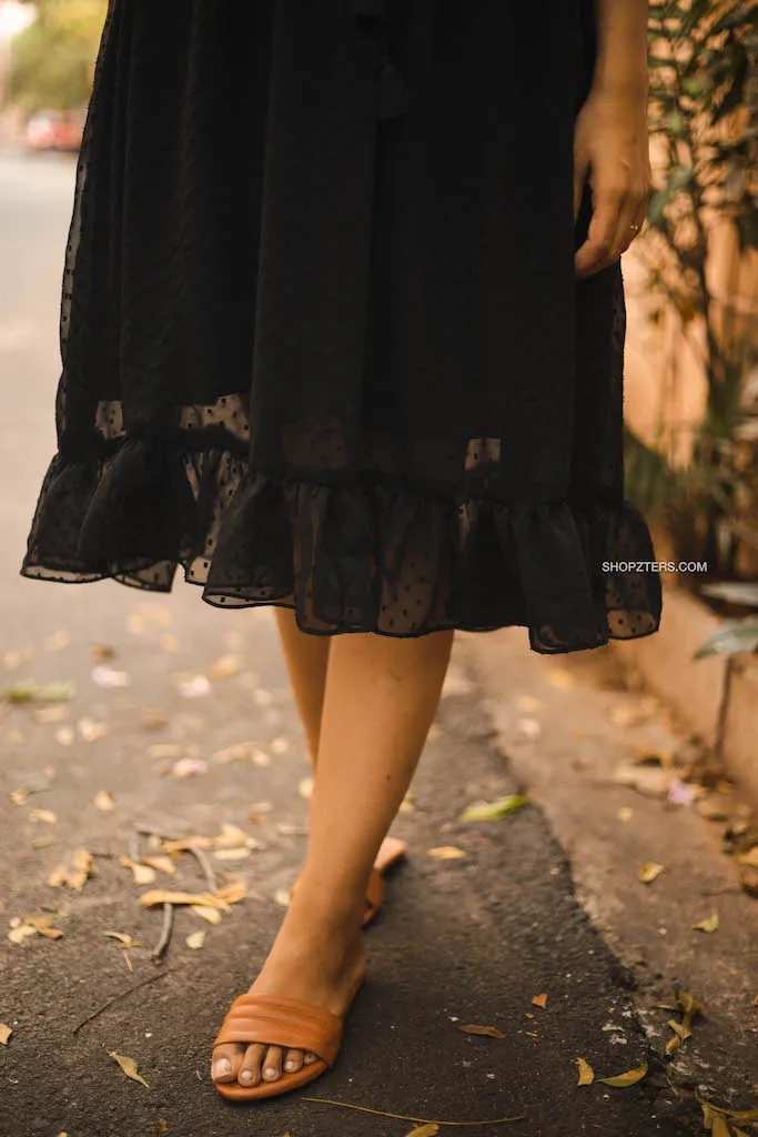 Black Georgette Midi Dress