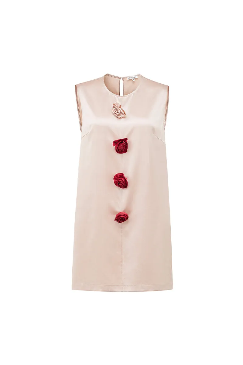 BLOOM SILK SLEEVELESS DRESS IN PINK