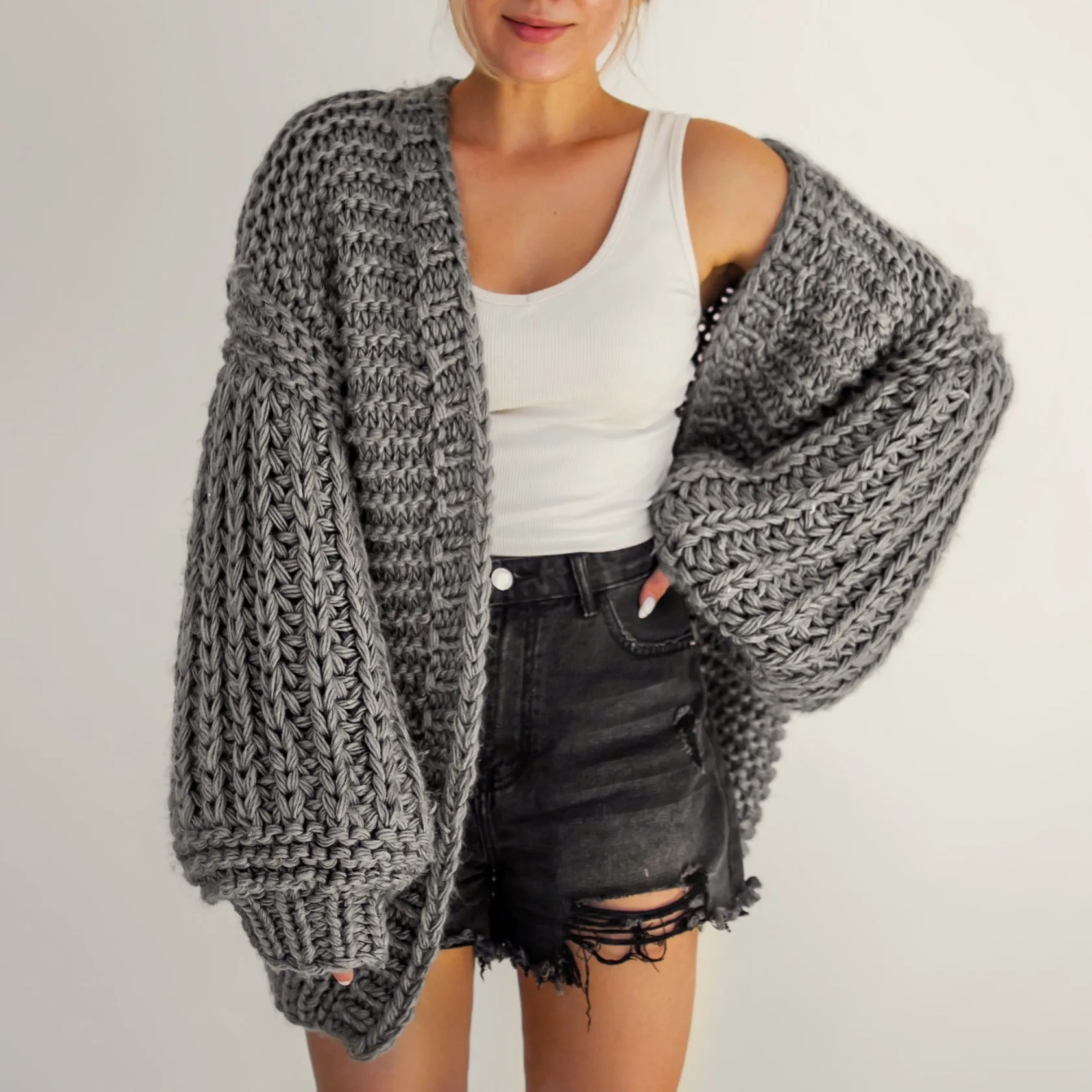 Chunky Knit Bell Sleeved Cardigan