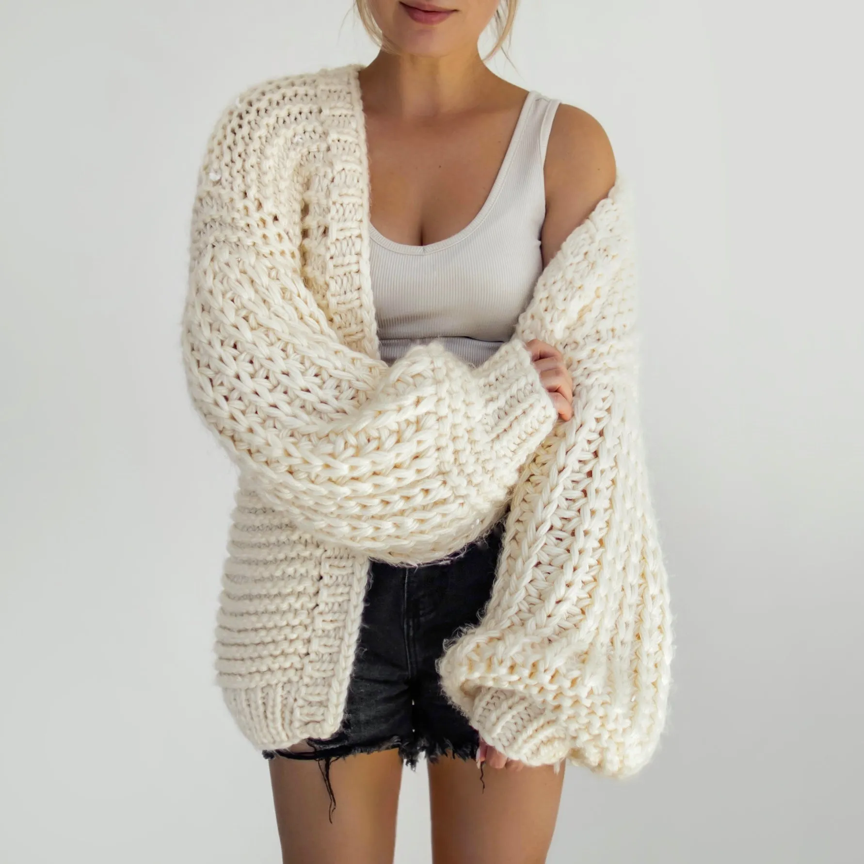 Chunky Knit Bell Sleeved Cardigan