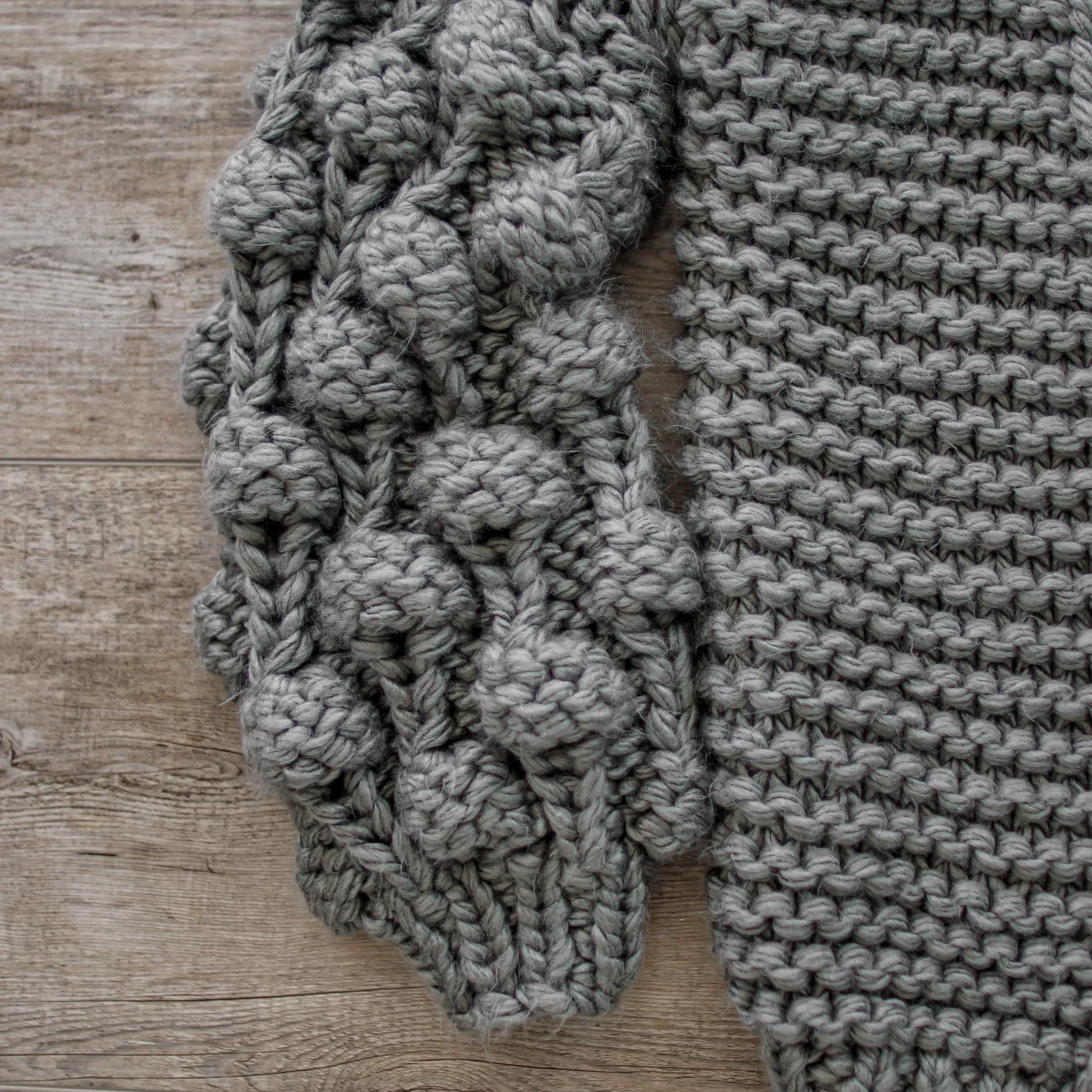 Chunky Knit Pom-Pom Sleeved Cardigan
