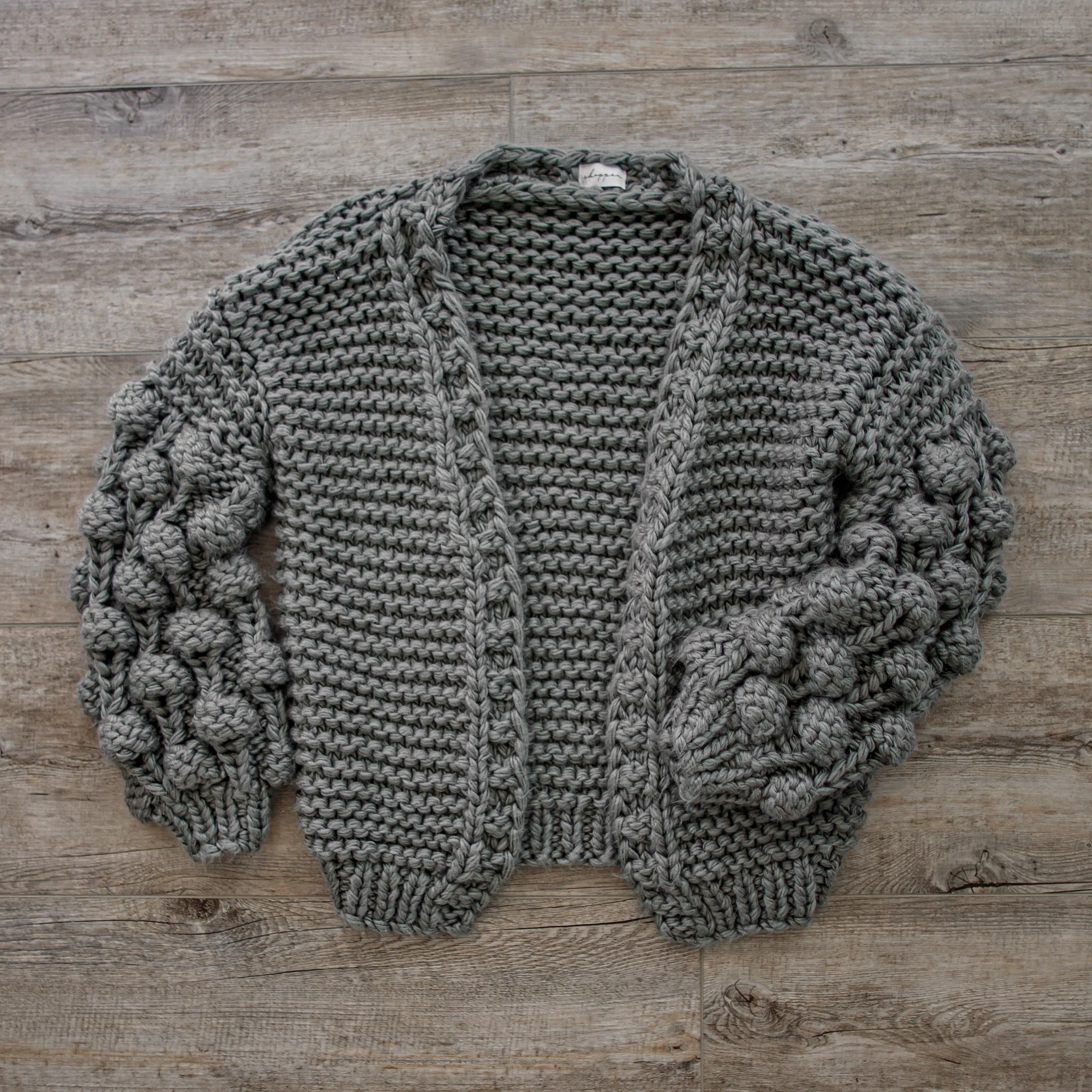 Chunky Knit Pom-Pom Sleeved Cardigan