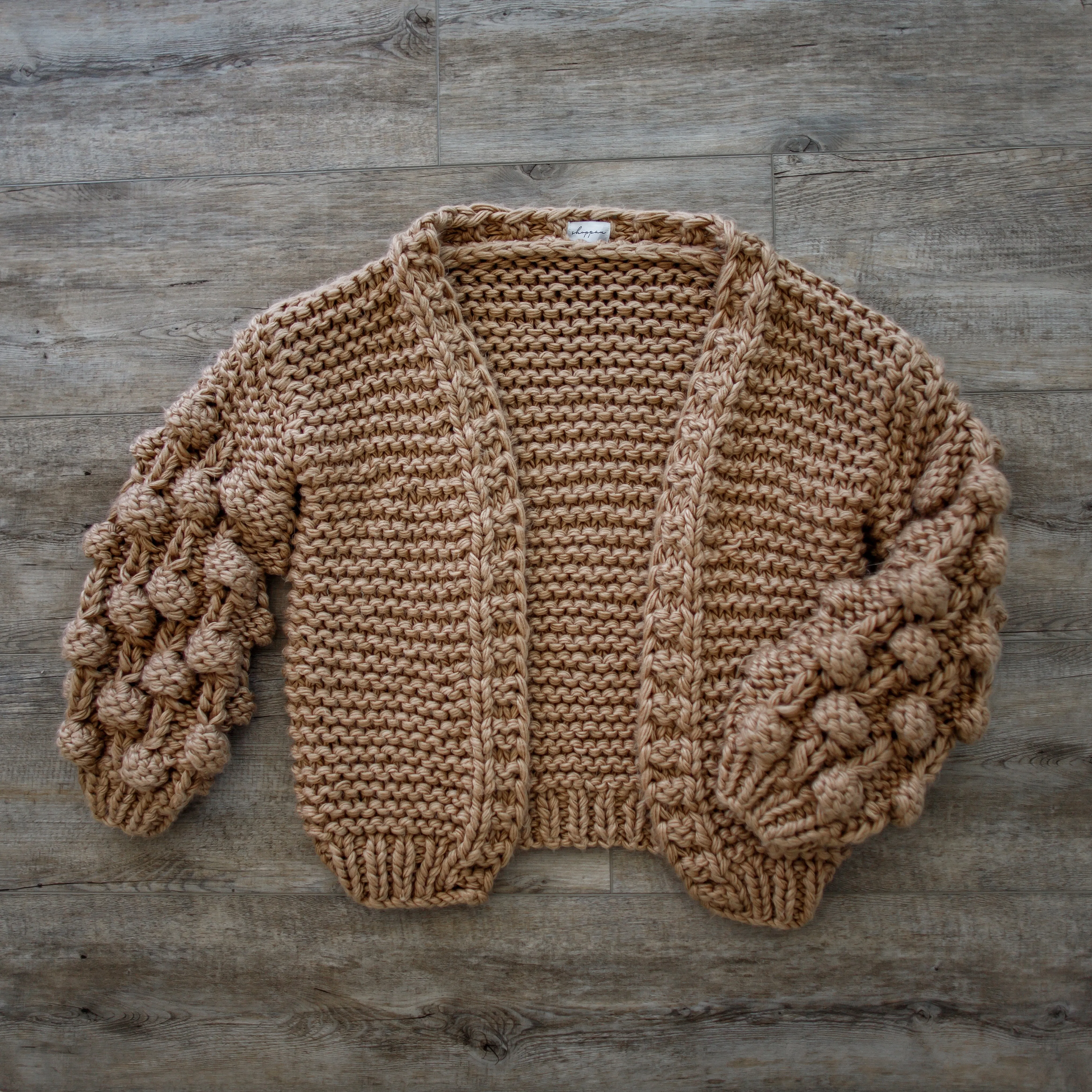 Chunky Knit Pom-Pom Sleeved Cardigan