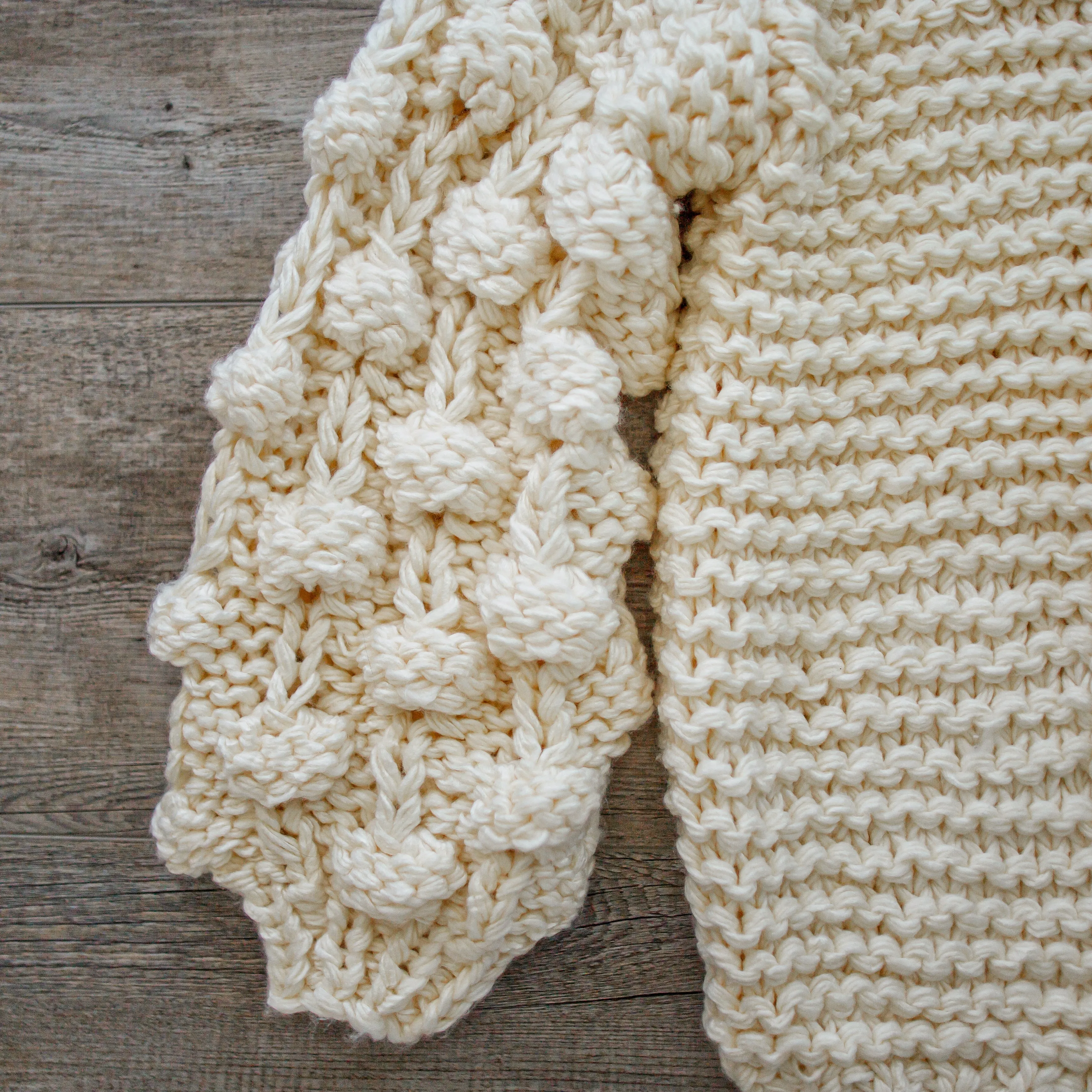 Chunky Knit Pom-Pom Sleeved Cardigan