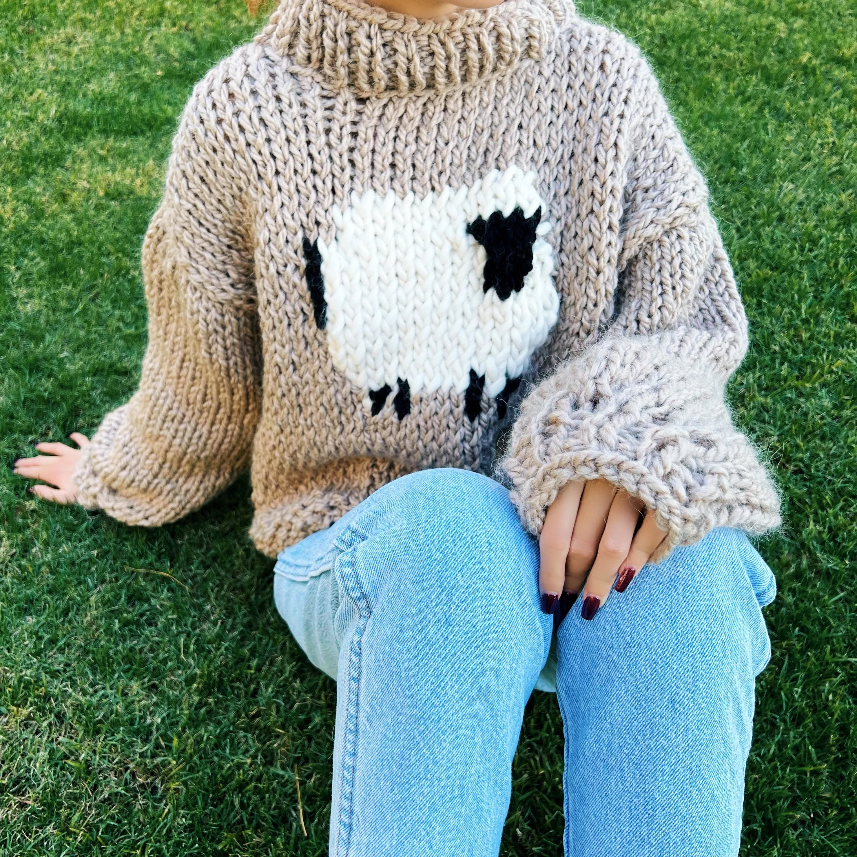 Cozy Hand Knit Sheep Sweater