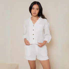 Crinkle Cotton Gauze Wide Sleeve Top