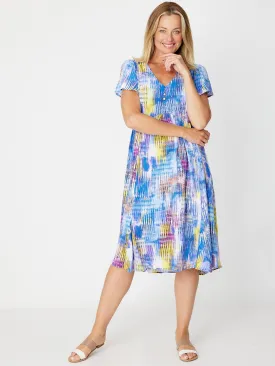 Digital Flounce Sleeve Dress - Electric 31279-S