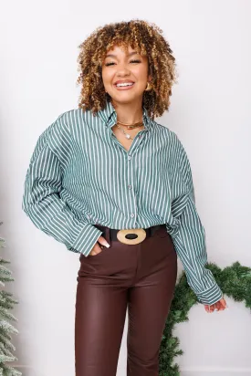 Down South Top, DARK GREEN/ WHITE