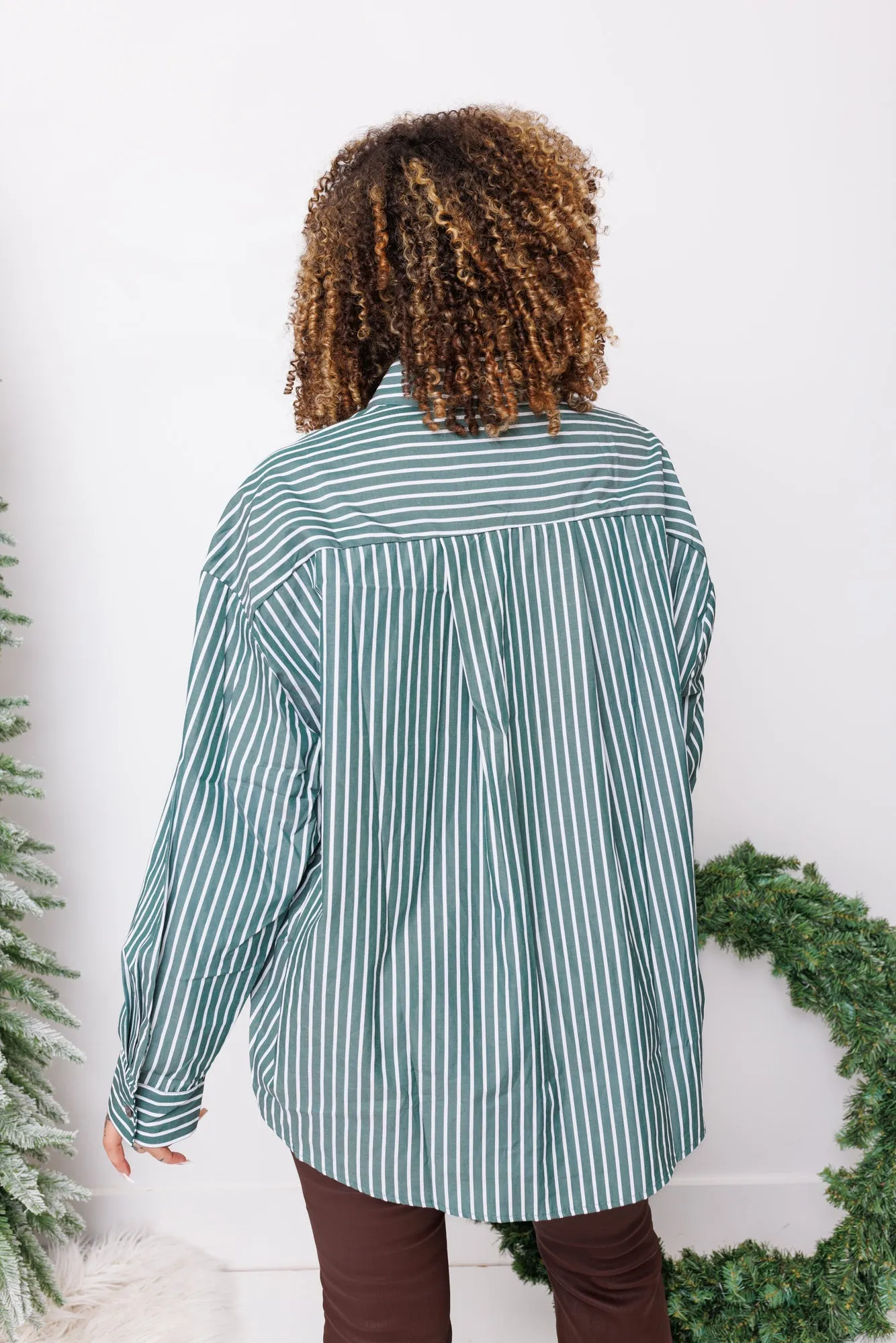 Down South Top, DARK GREEN/ WHITE