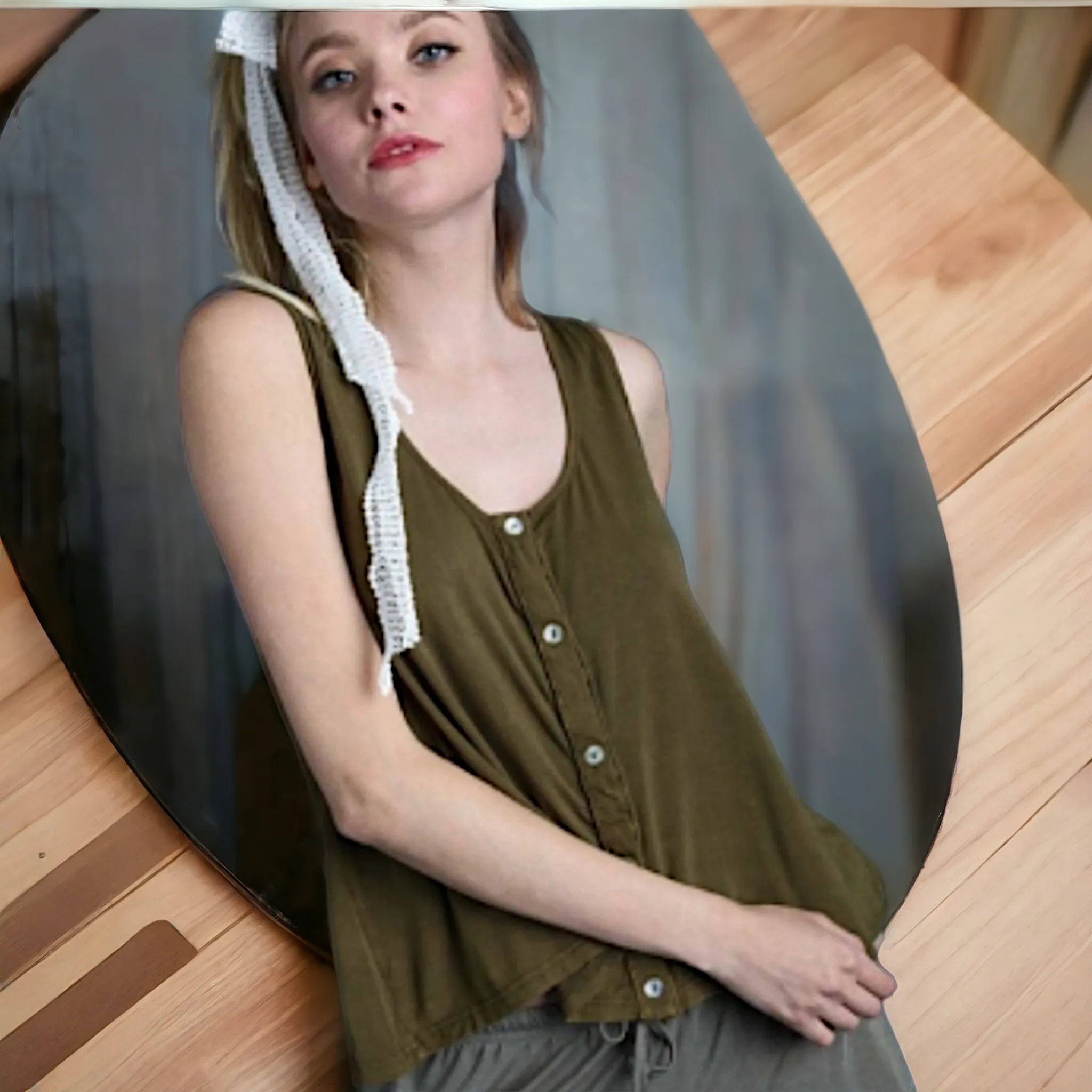 Jersey Button Front Tanks