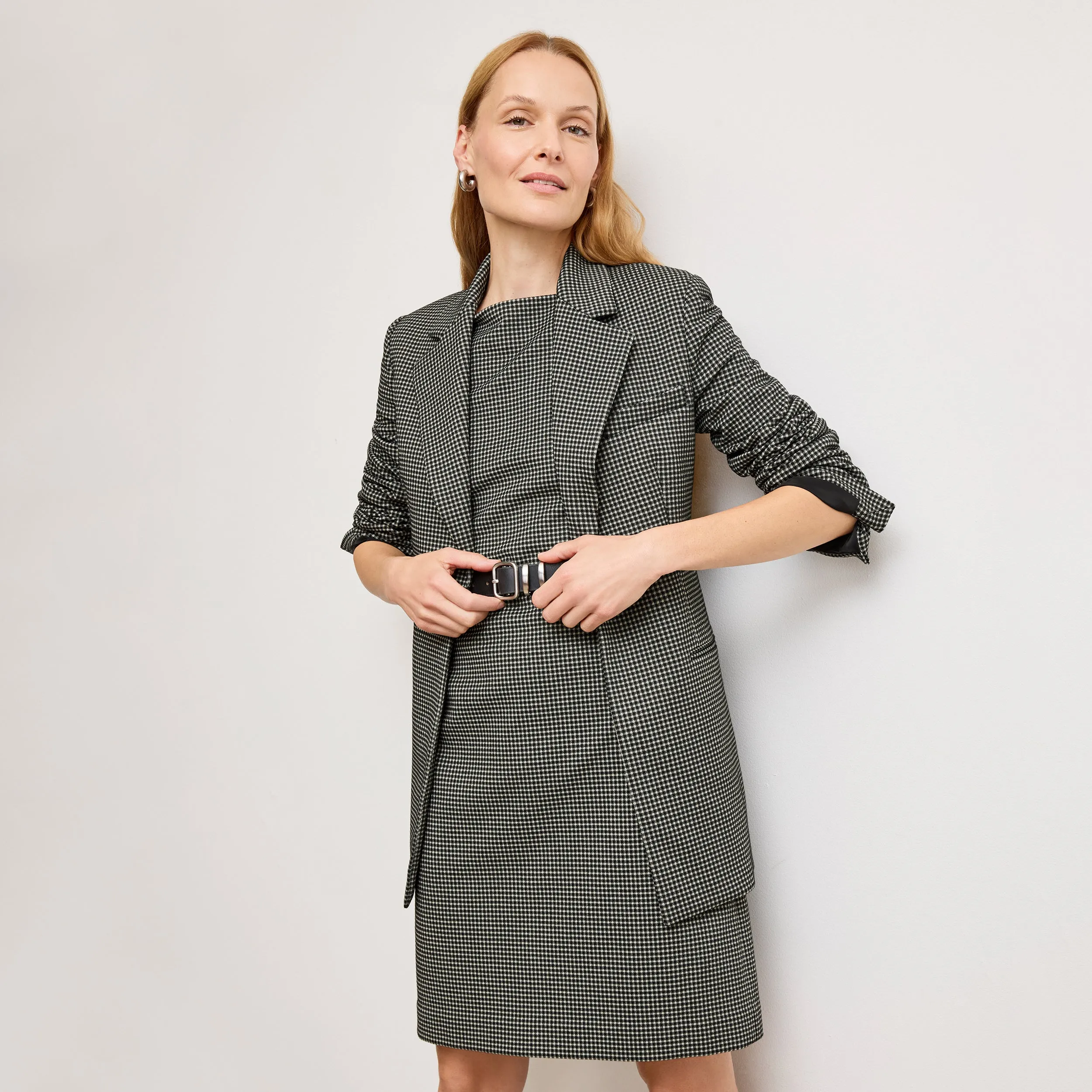 Joanie Shift Dress - Knit Suiting :: Classic Check