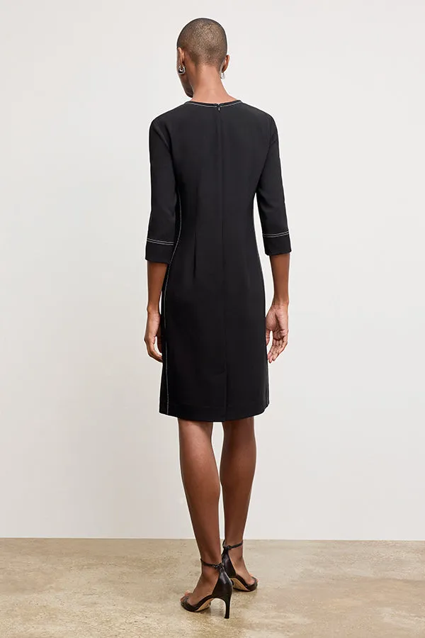 Lancia Travel Dress - Everyday Crepe with Topstitch :: Black
