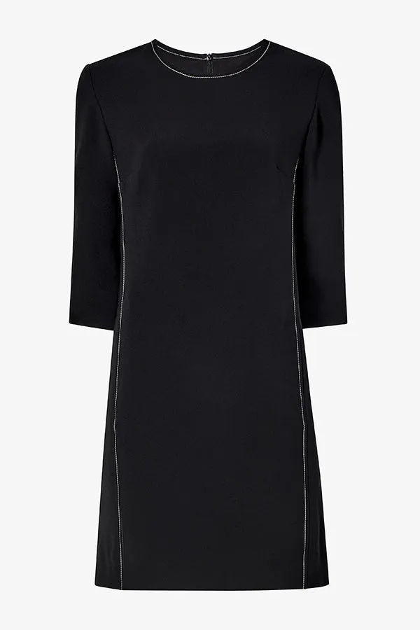 Lancia Travel Dress - Everyday Crepe with Topstitch :: Black