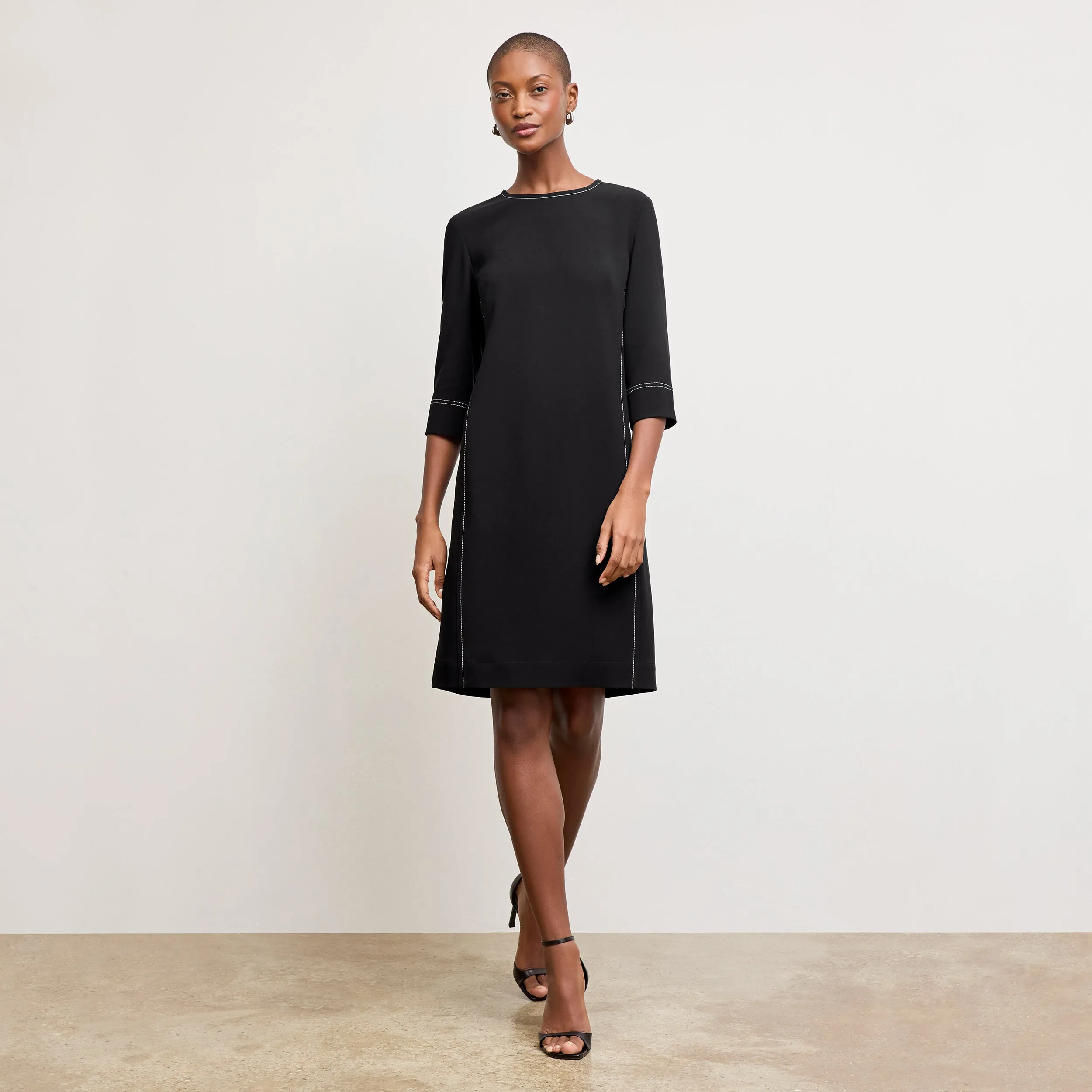 Lancia Travel Dress - Everyday Crepe with Topstitch :: Black