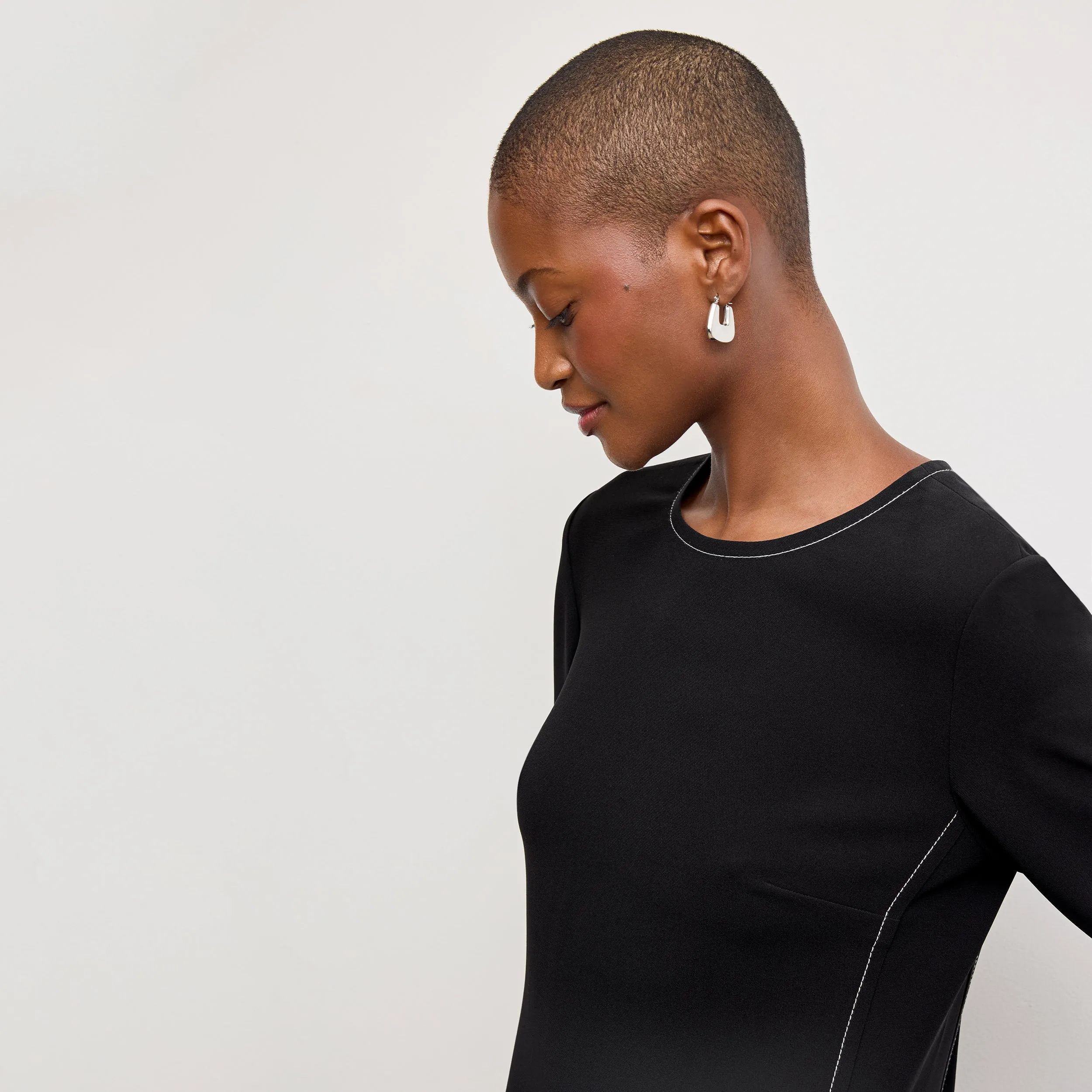 Lancia Travel Dress - Everyday Crepe with Topstitch :: Black