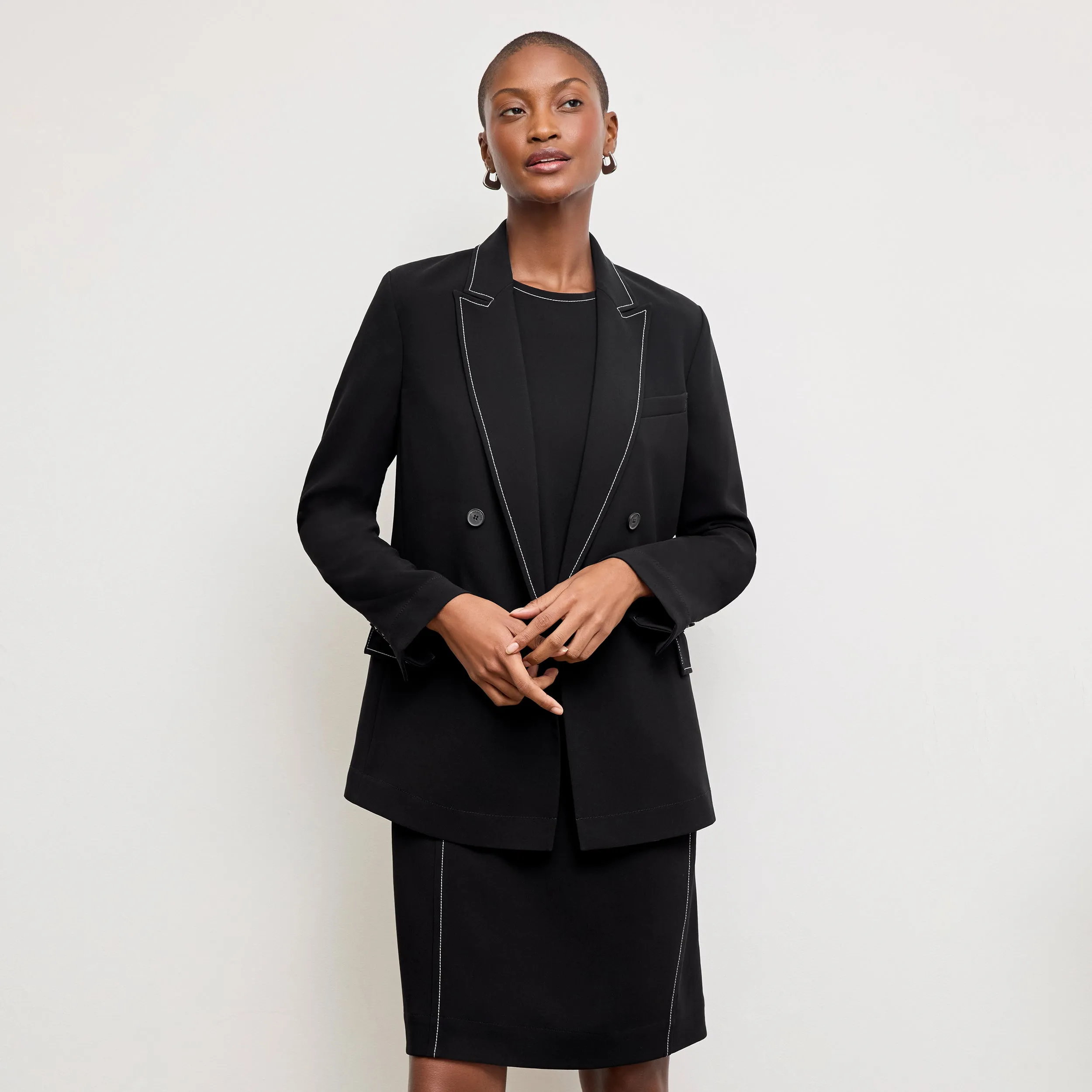 Lancia Travel Dress - Everyday Crepe with Topstitch :: Black