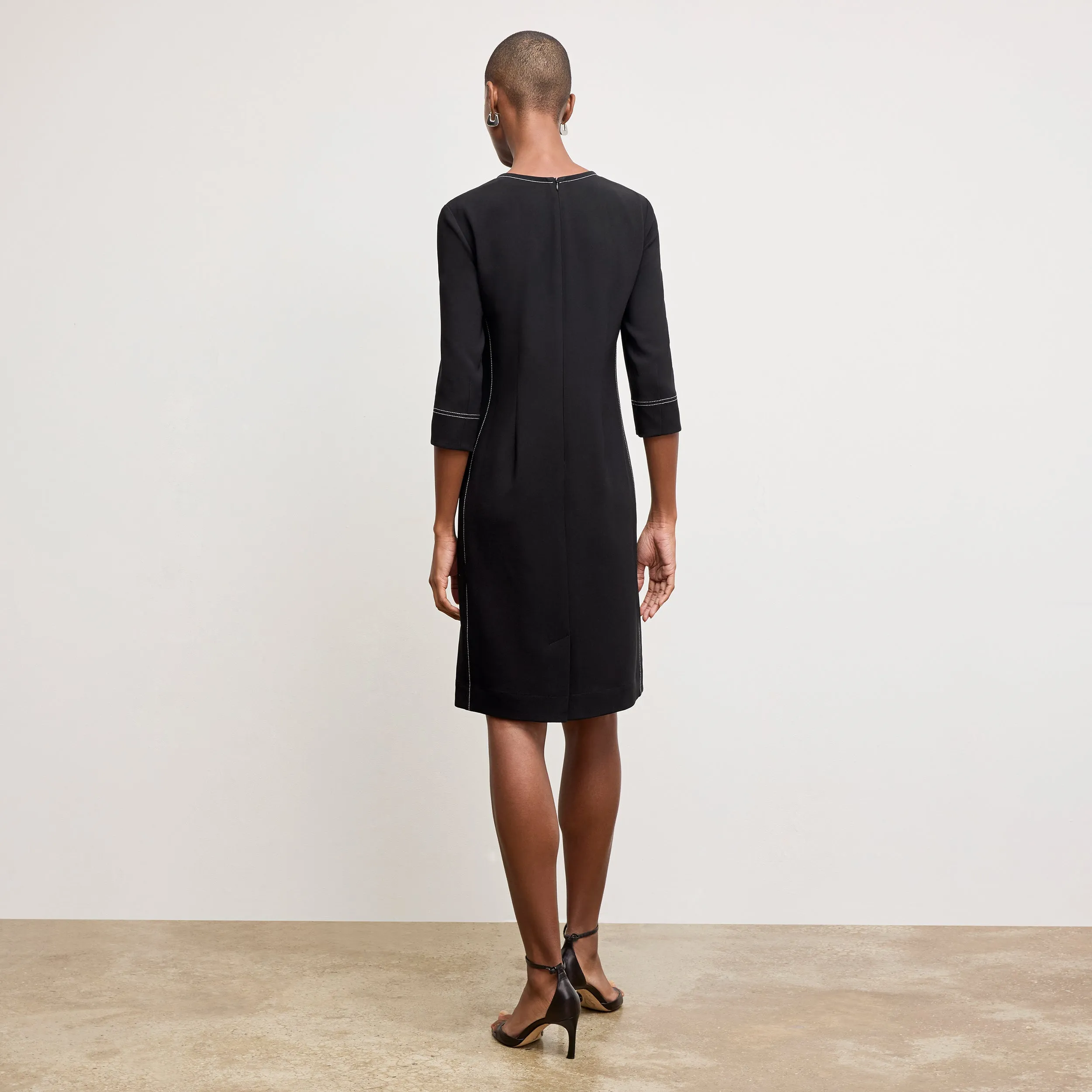 Lancia Travel Dress - Everyday Crepe with Topstitch :: Black