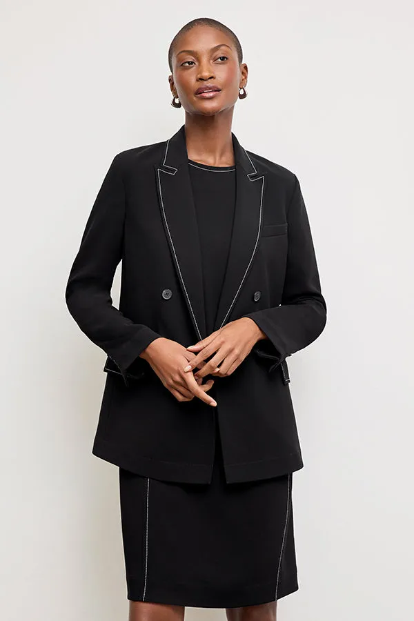 Lancia Travel Dress - Everyday Crepe with Topstitch :: Black