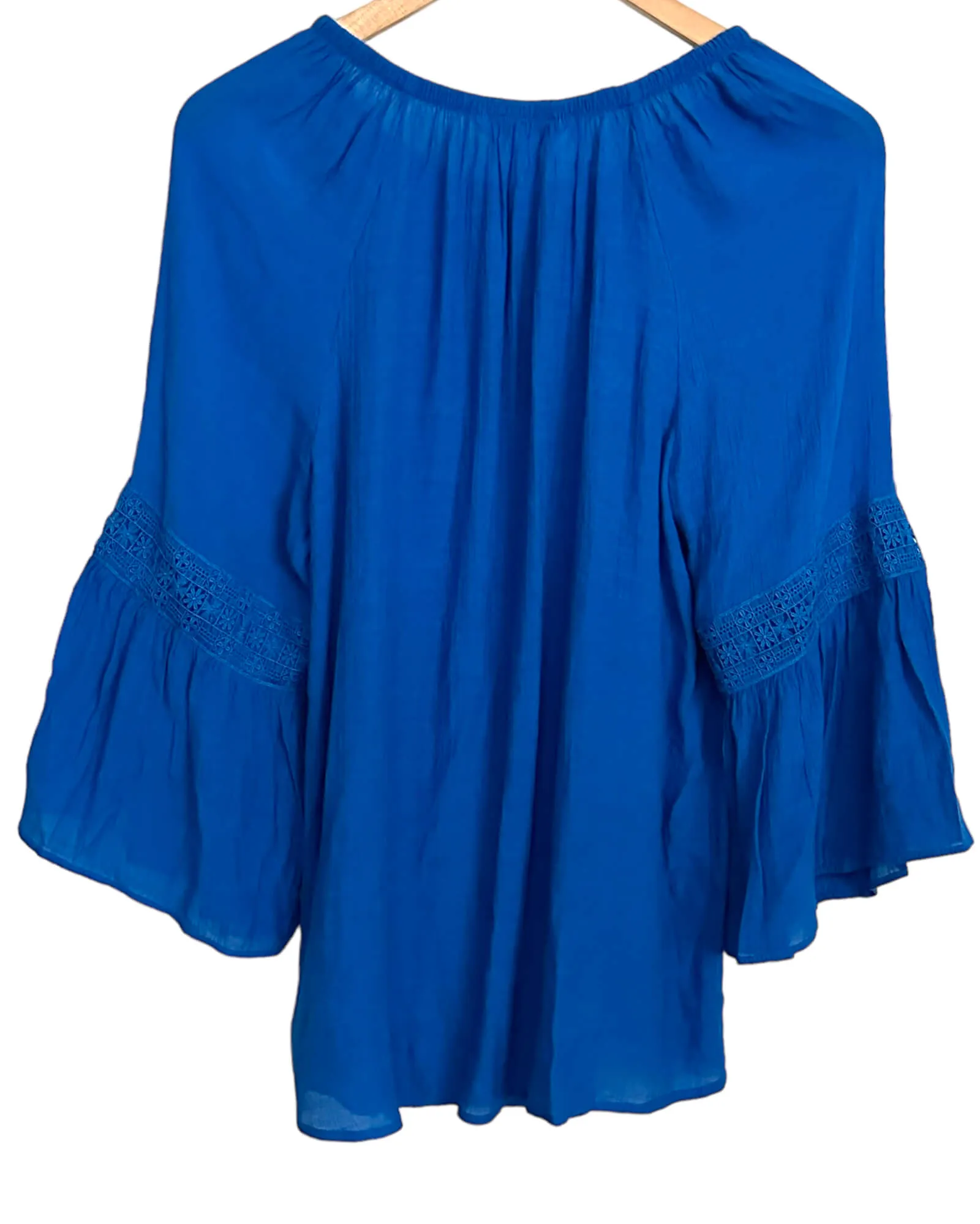 Light Summer Cove Split-Neck Bell Sleeve Blouse