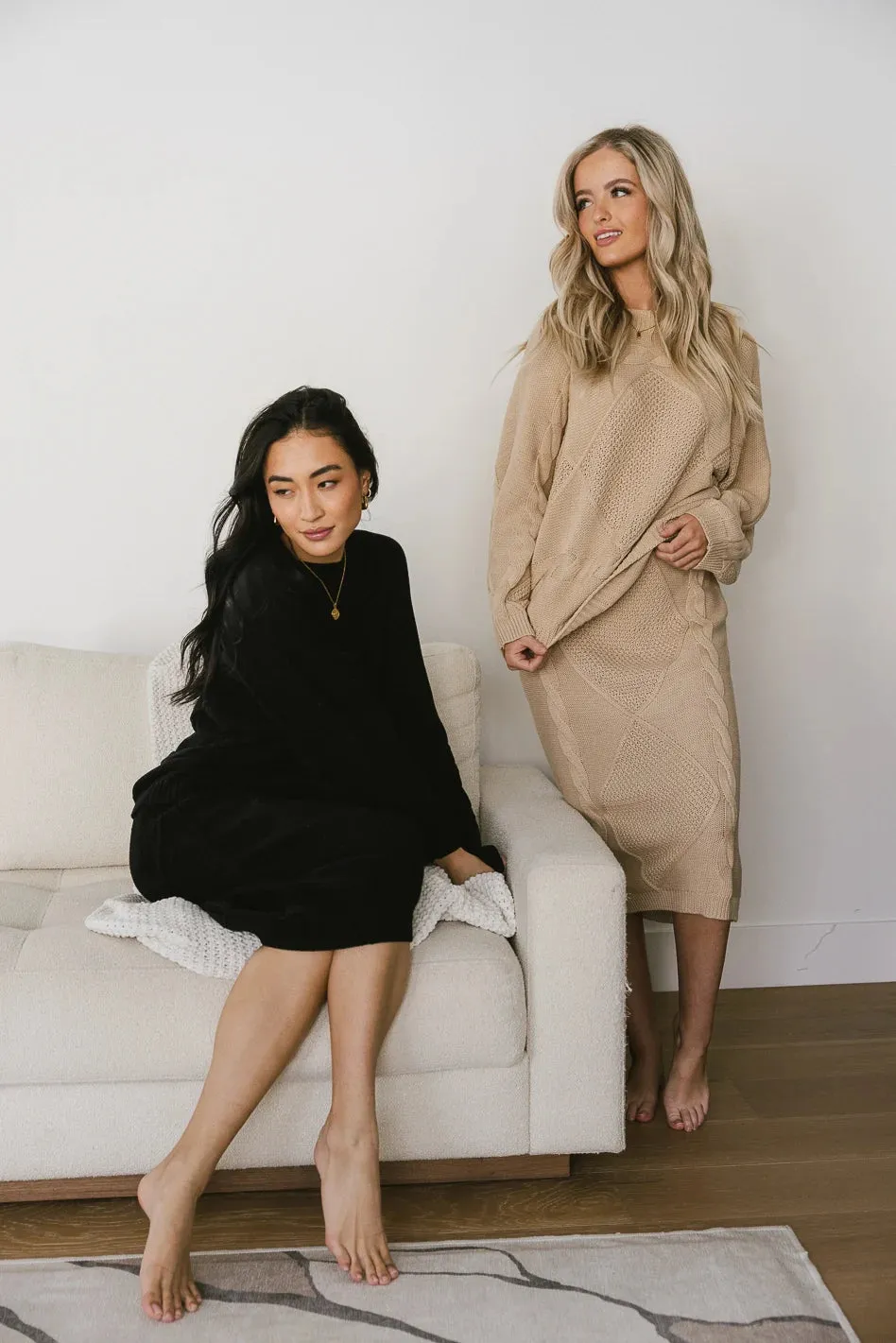 Lilly Cable Knit Skirt in Cream - FINAL SALE