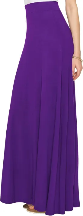 Lock and Love Women's Casual Comfy Stylish High Waist Flare Long Maxi Skirt  Available in Print & Solid Options