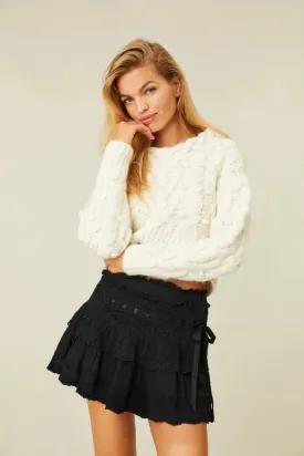 Loveshackfancy Ora Mini Skirt in Black