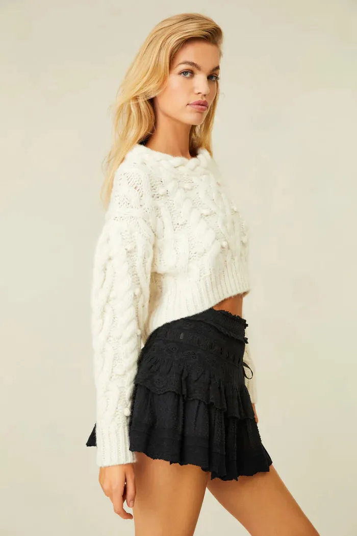 Loveshackfancy Ora Mini Skirt in Black