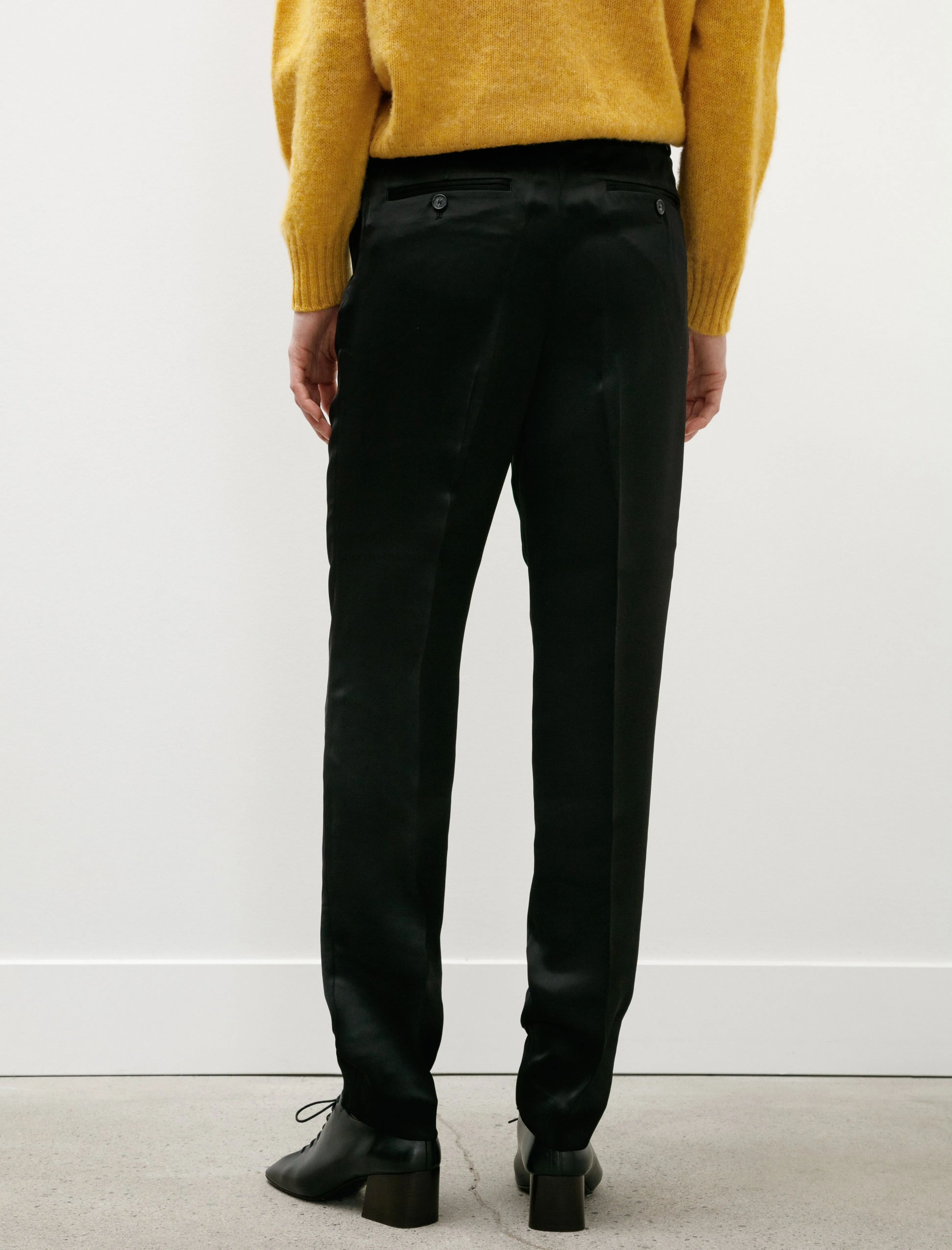Low Waist Satin Trousers Black