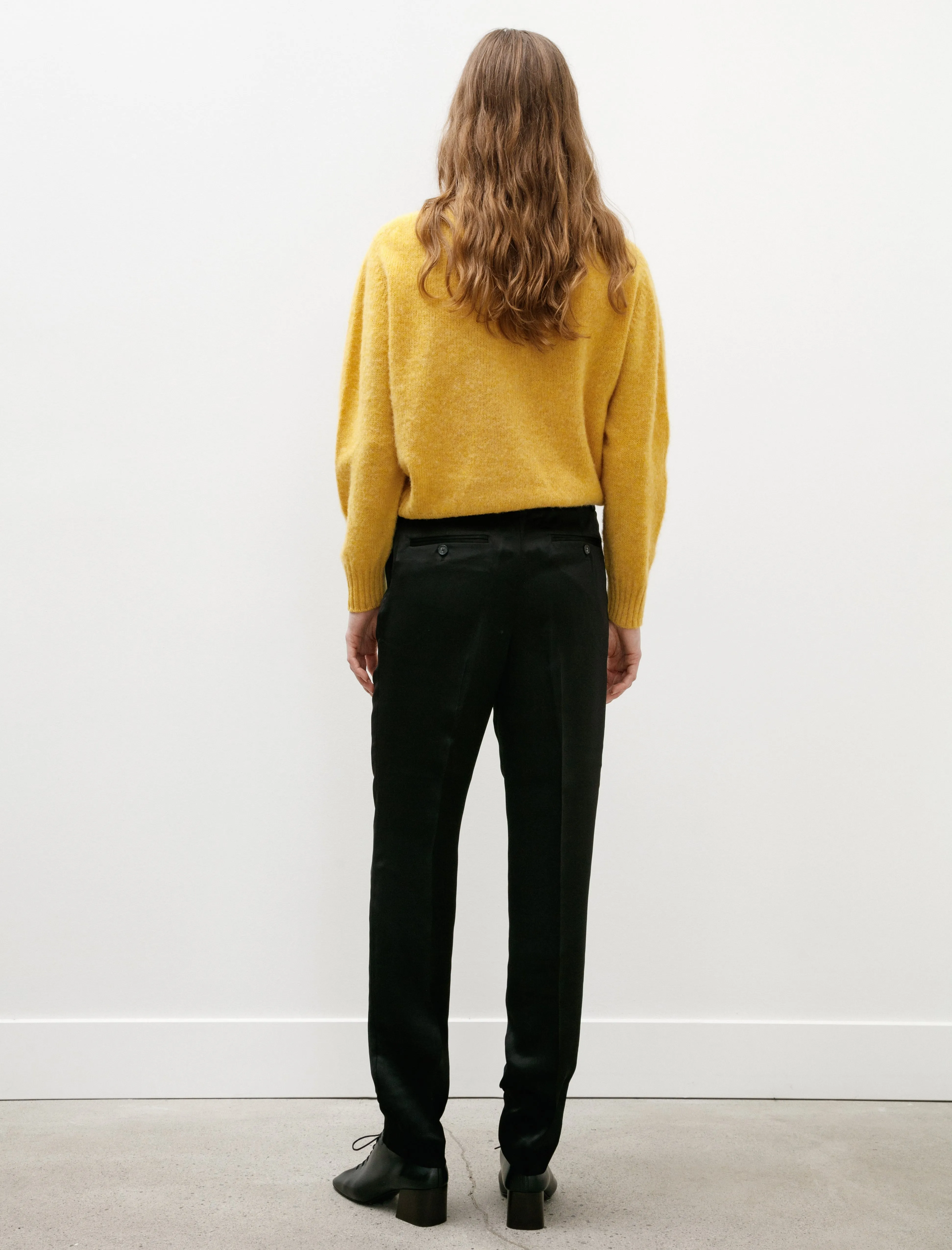 Low Waist Satin Trousers Black