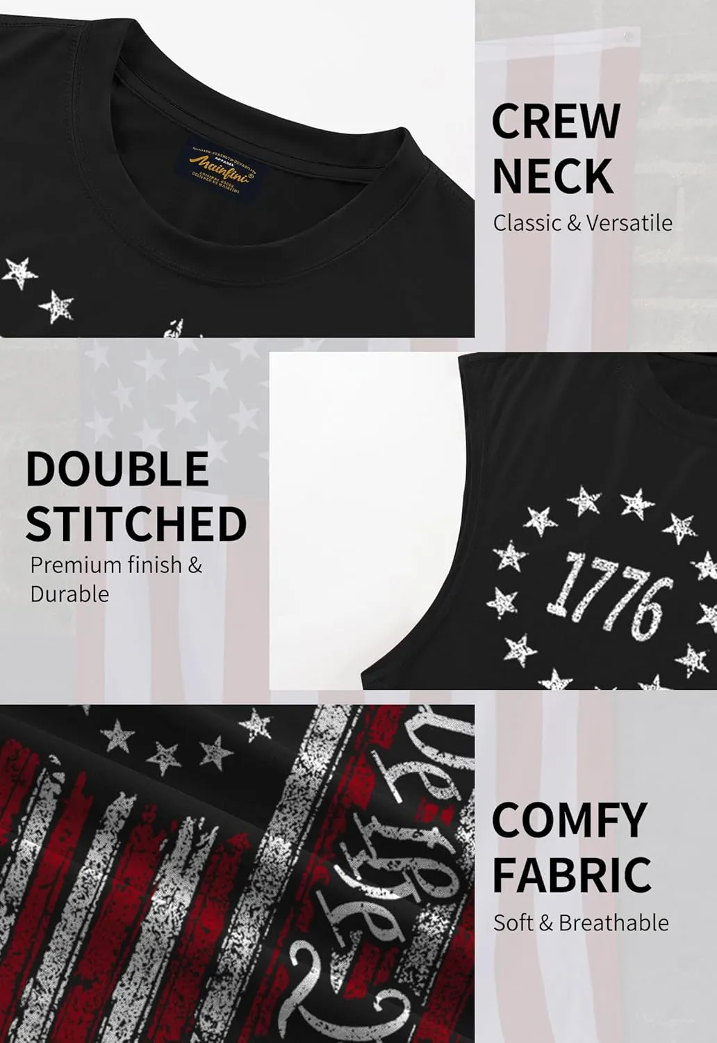Mainfini Men's Muscle Tank Tops Sleeveless Tee Shirts American Flag Graphic Gym Workout USA Tank (S-3XL)